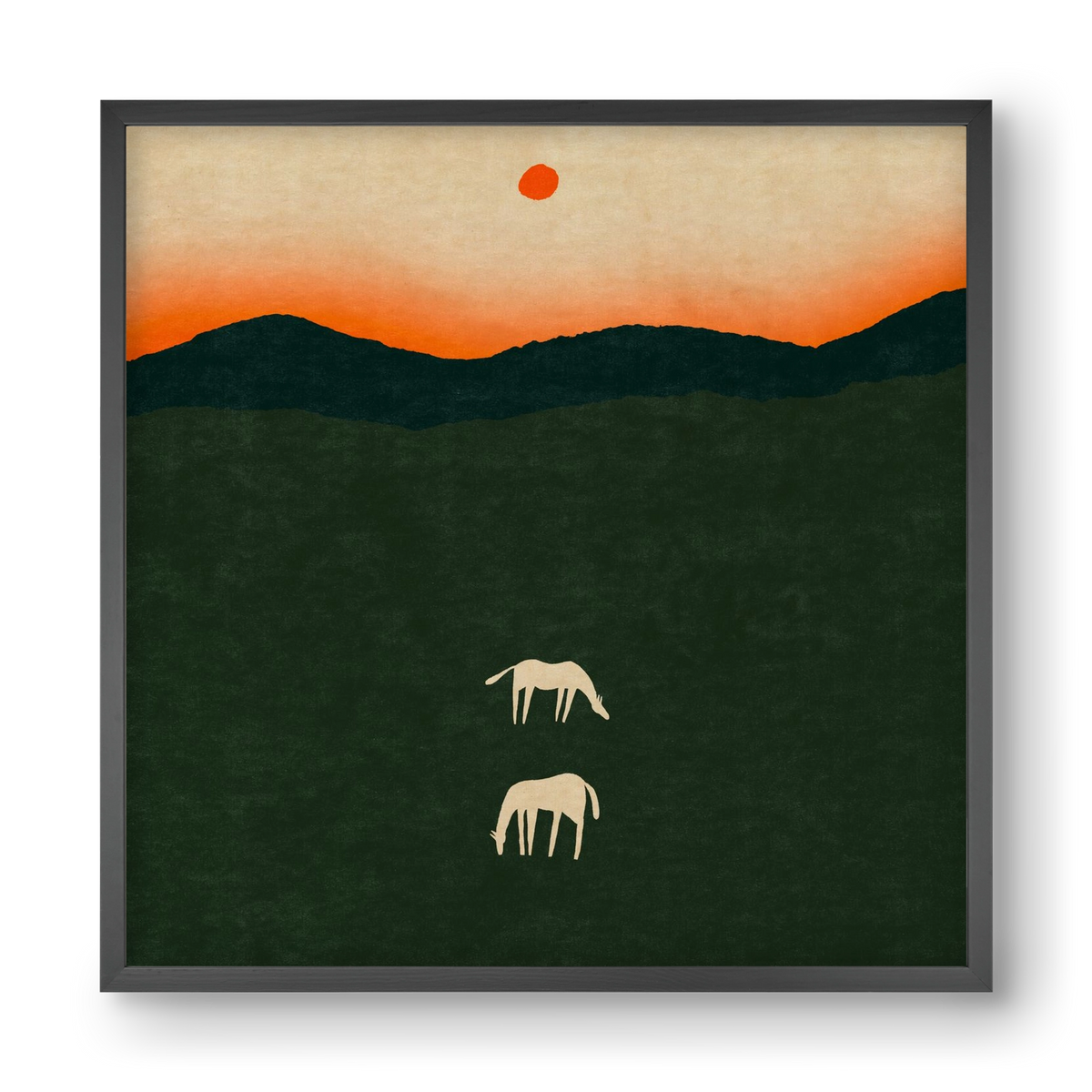 Horses at dawn no 2., 40x40 cm (40x40 cm), Fekete keret