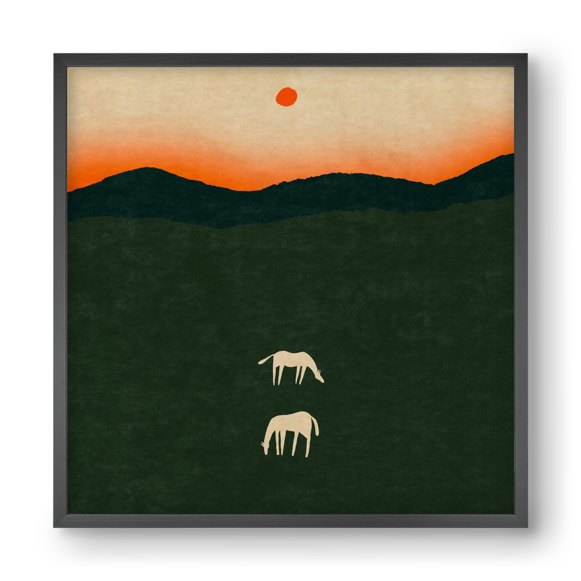 Horses at dawn no 2., 40x40 cm (40x40 cm), Fekete keret