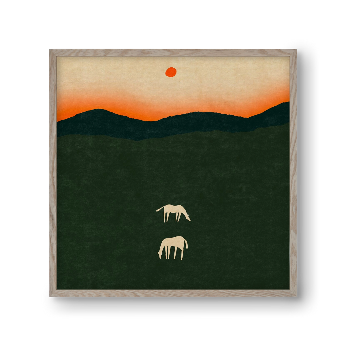 Horses at dawn no 2., 30x30 cm (30x30 cm), Tölgy keret