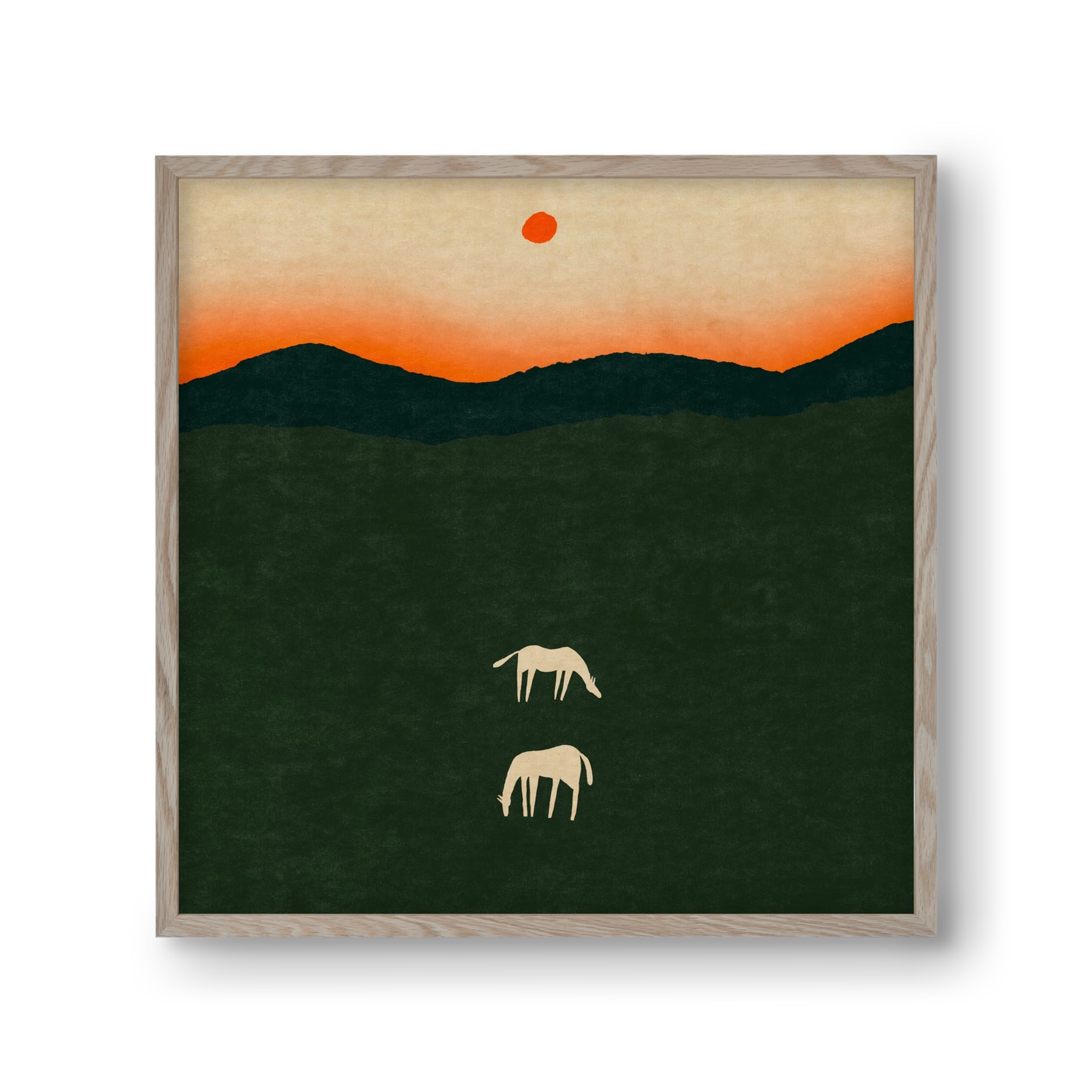 Horses at dawn no 2., 30x30 cm (30x30 cm), Tölgy keret