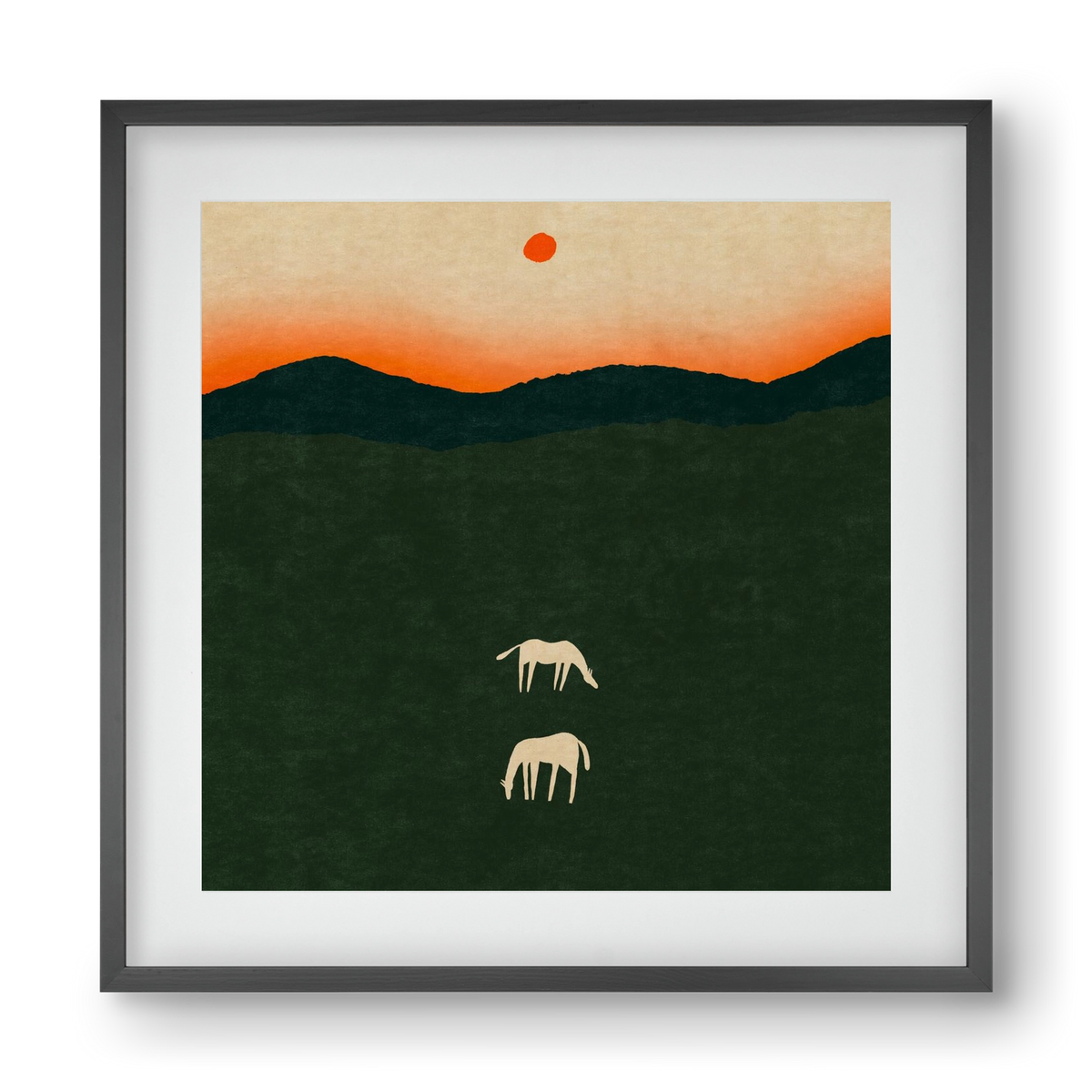 Horses at dawn no 2., 40x40 cm (30x30 cm), Fekete keret, paszpartuval