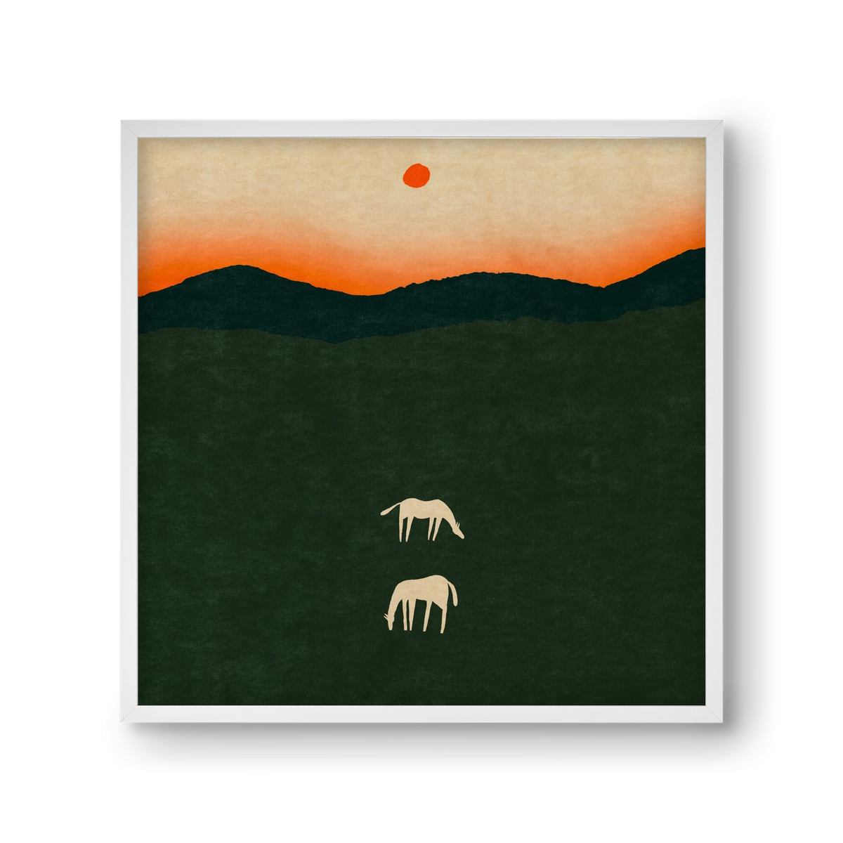 Horses at dawn no 2., 30x30 cm (30x30 cm), Fehér keret