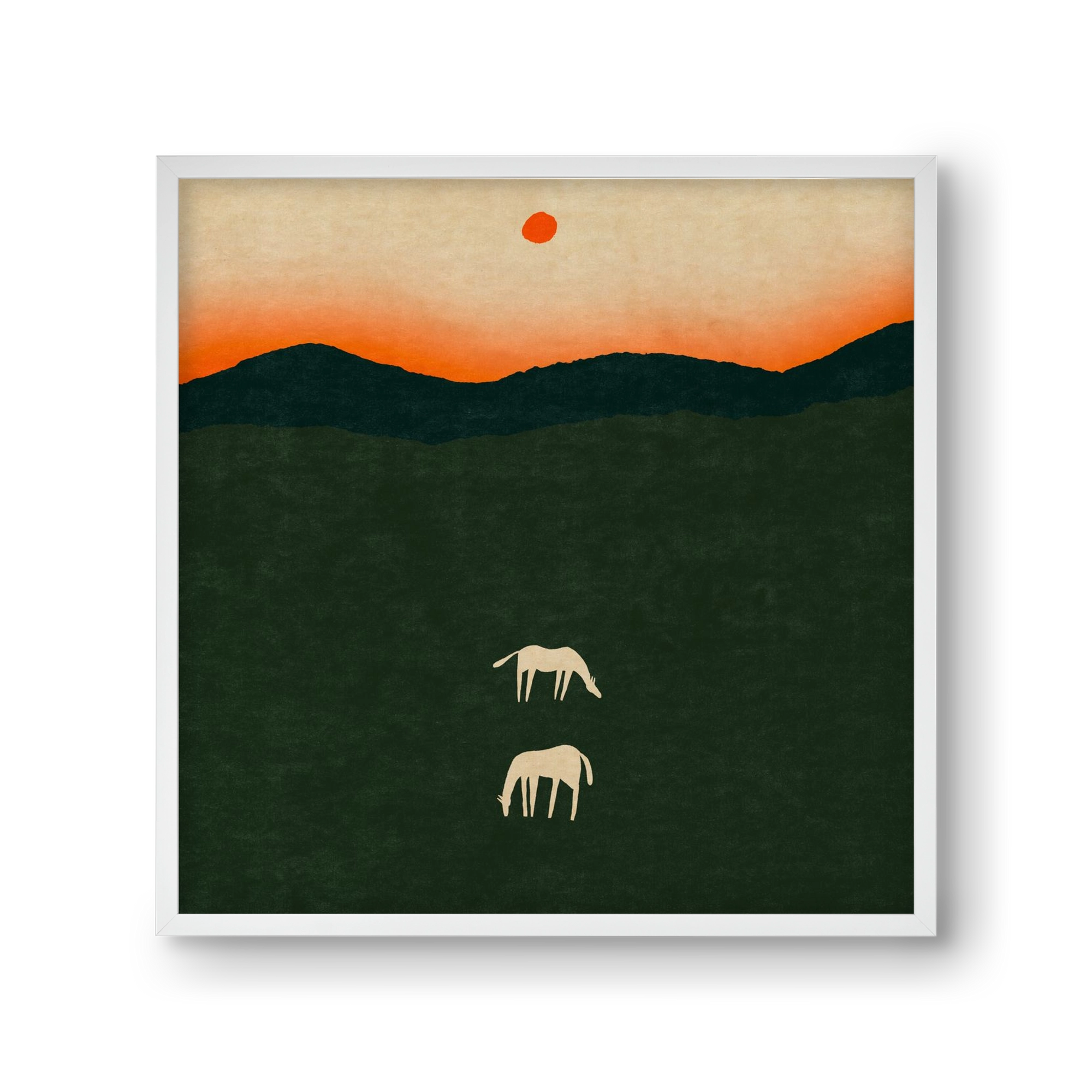 Horses at dawn no 2., 30x30 cm (30x30 cm), Fehér keret