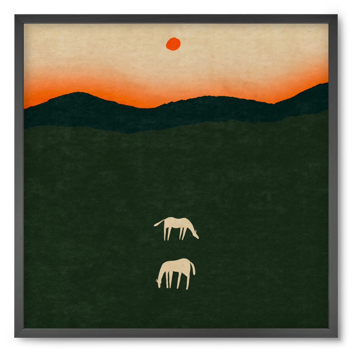 Horses at dawn no 2., 50x50 cm (50x50 cm), Fekete keret