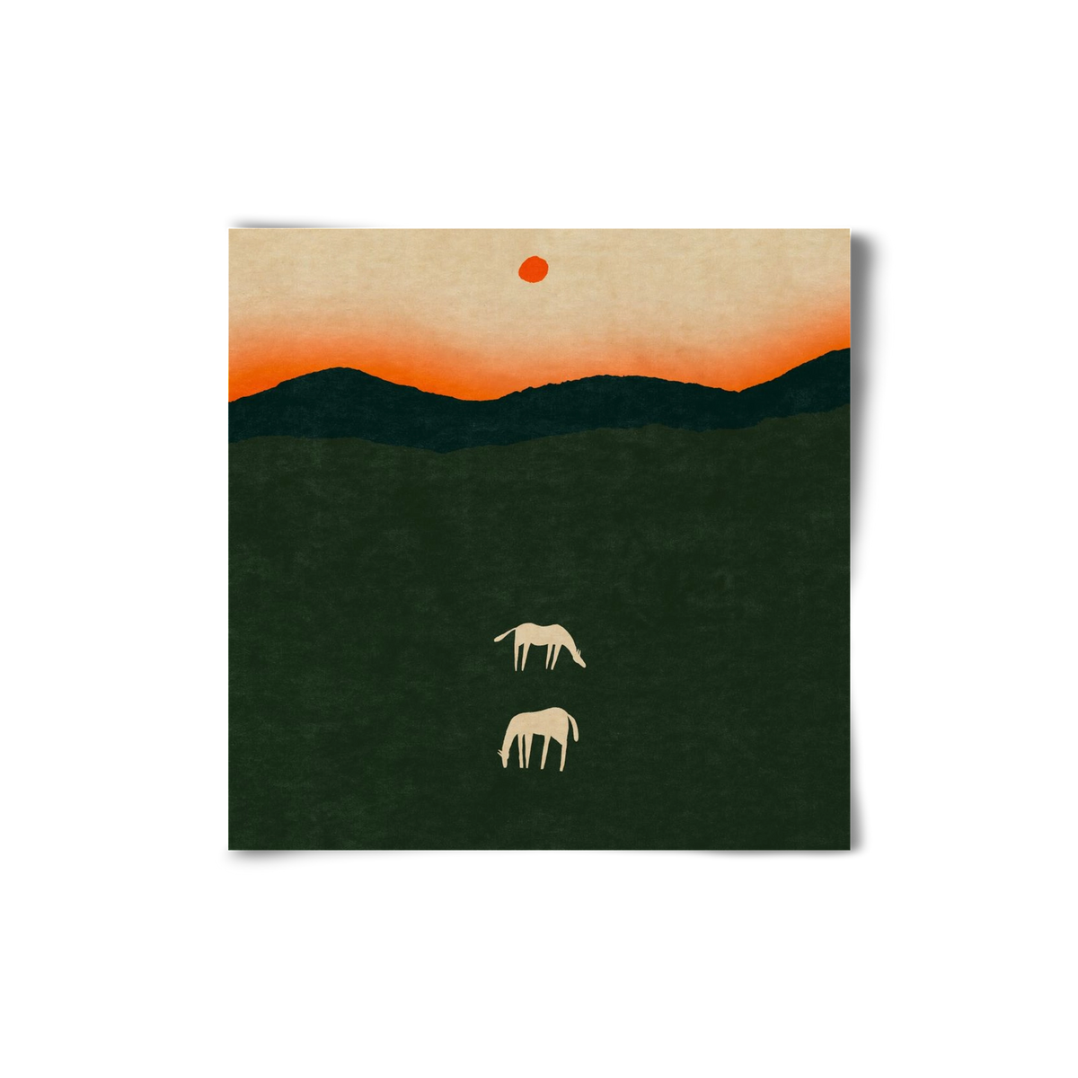 Horses at dawn no 2., 20x20 cm, Keret nélkül