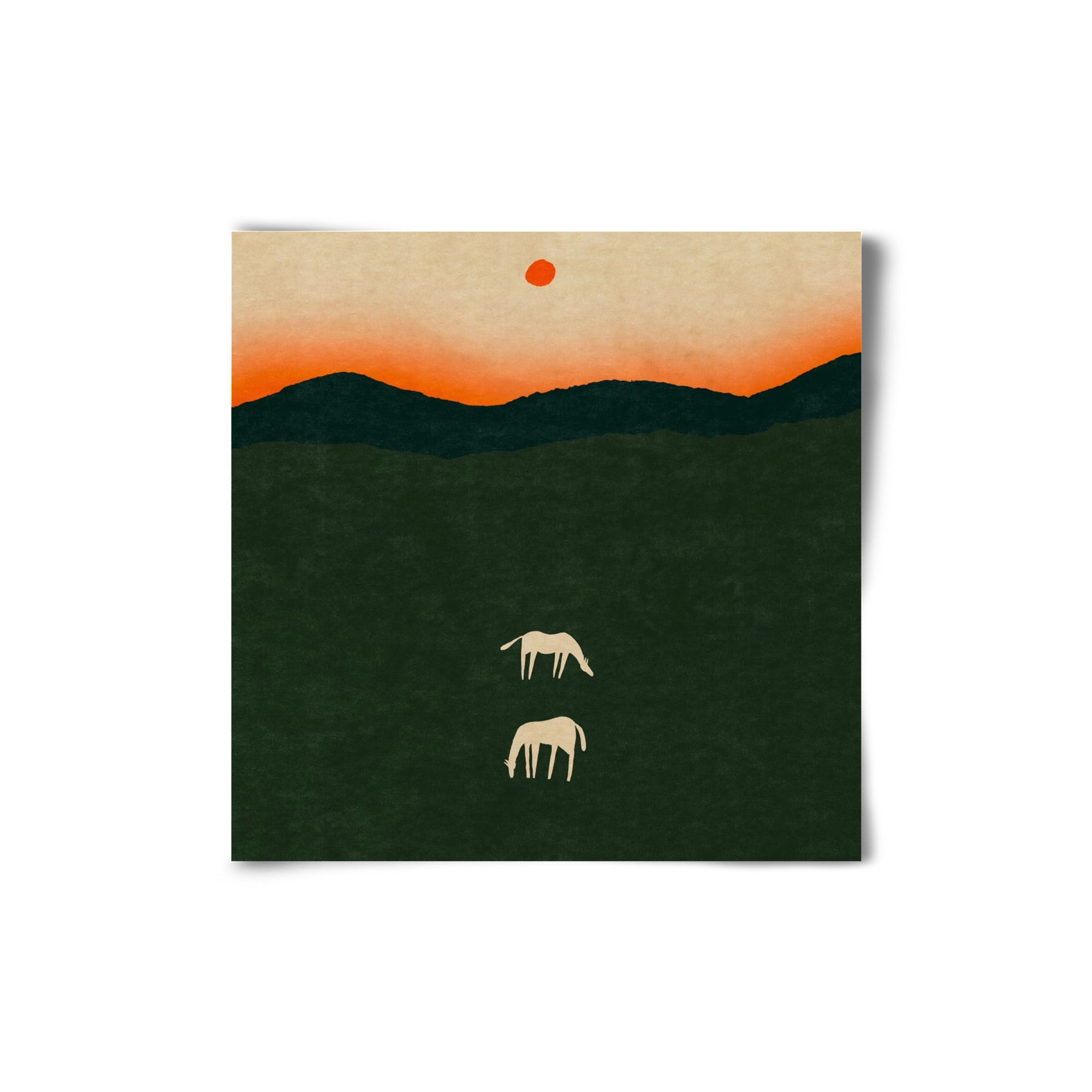 Horses at dawn no 2., 20x20 cm, Keret nélkül