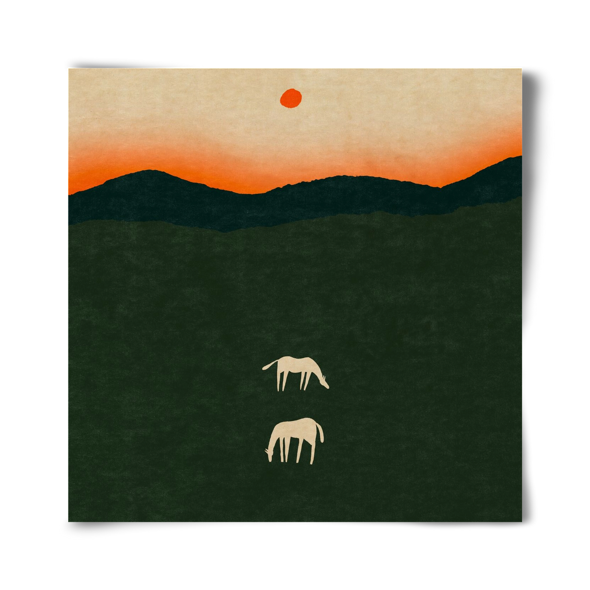 Horses at dawn no 2., 40x40 cm, Keret nélkül