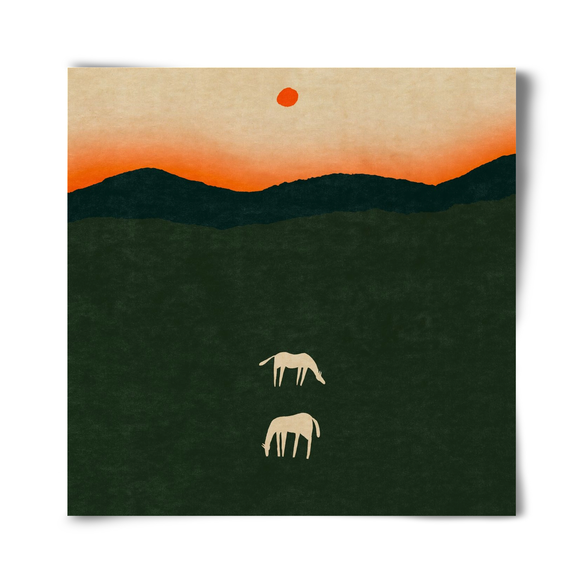 Horses at dawn no 2., 40x40 cm, Keret nélkül