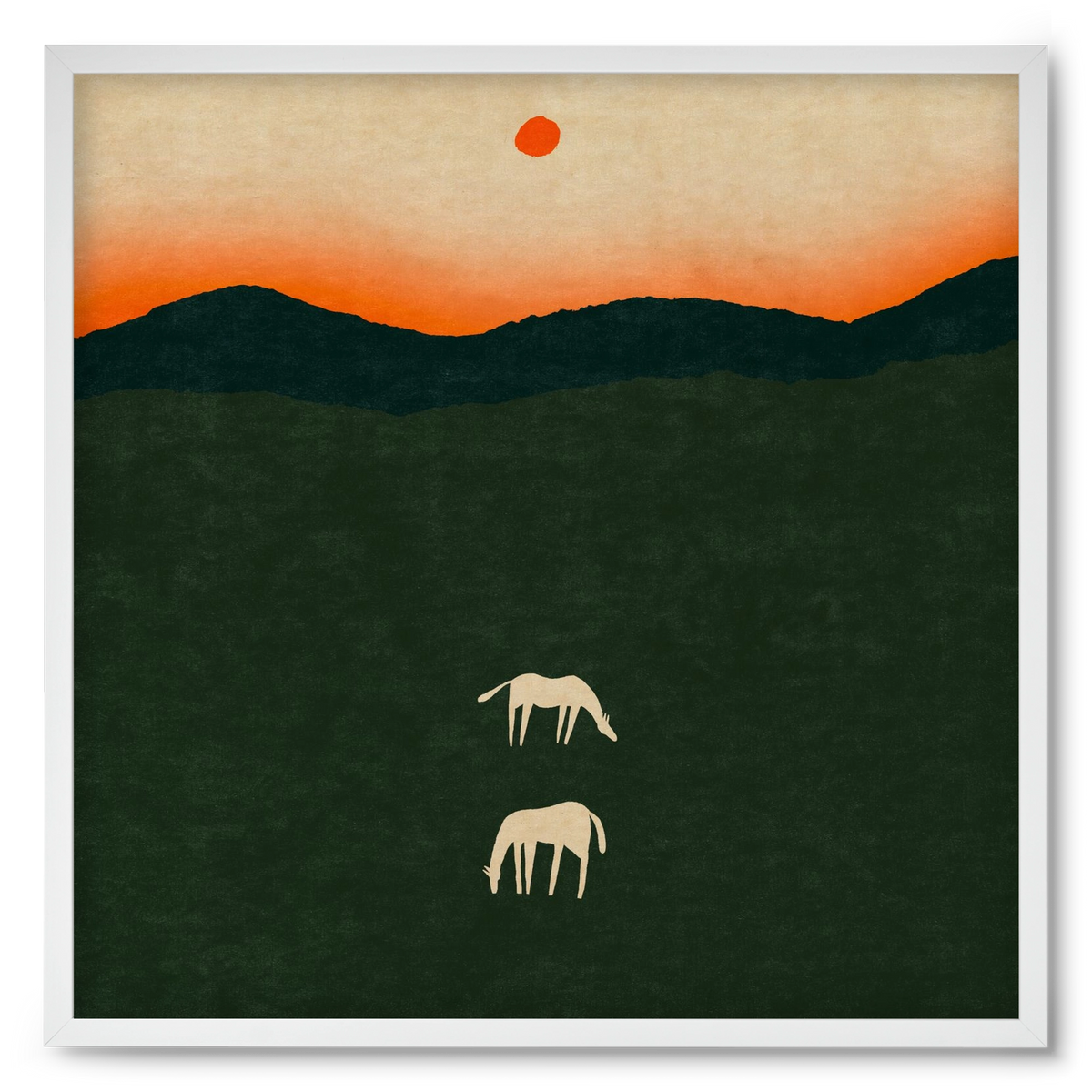 Horses at dawn no 2., 50x50 cm (50x50 cm), Fehér keret