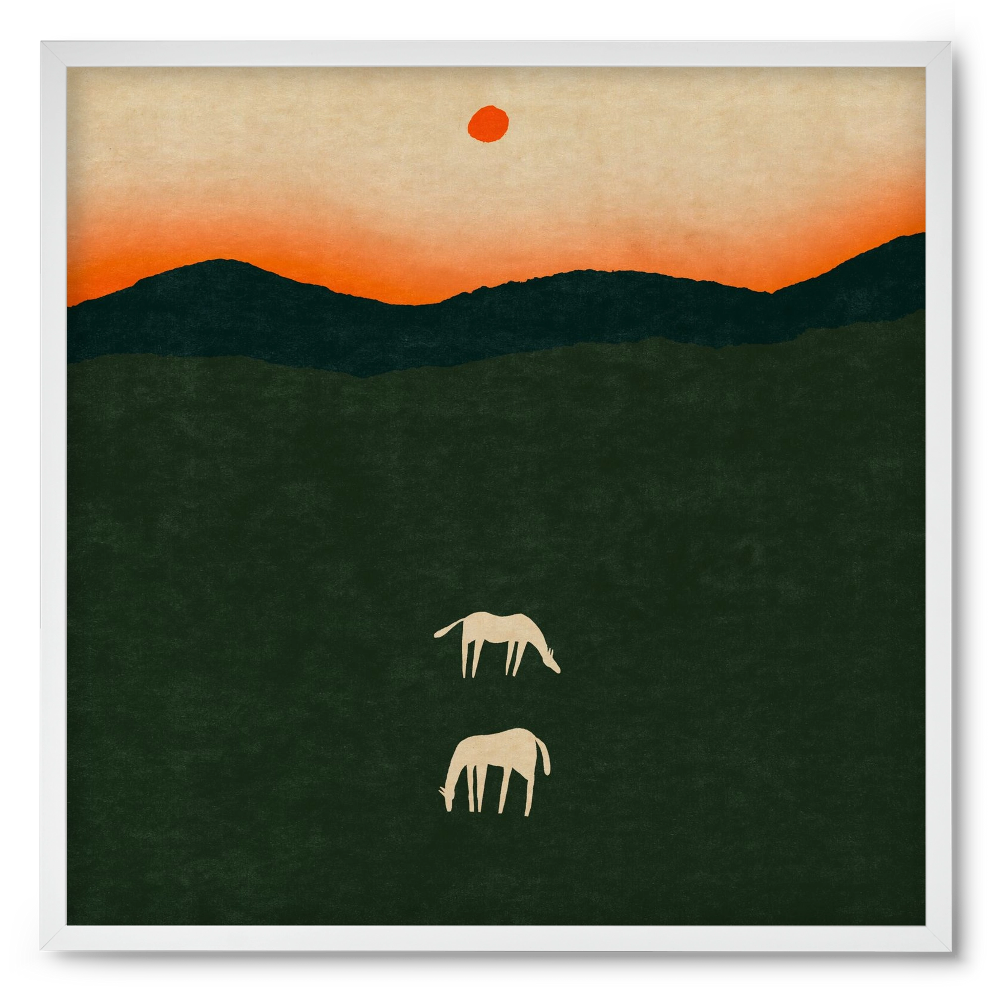 Horses at dawn no 2., 50x50 cm (50x50 cm), Fehér keret