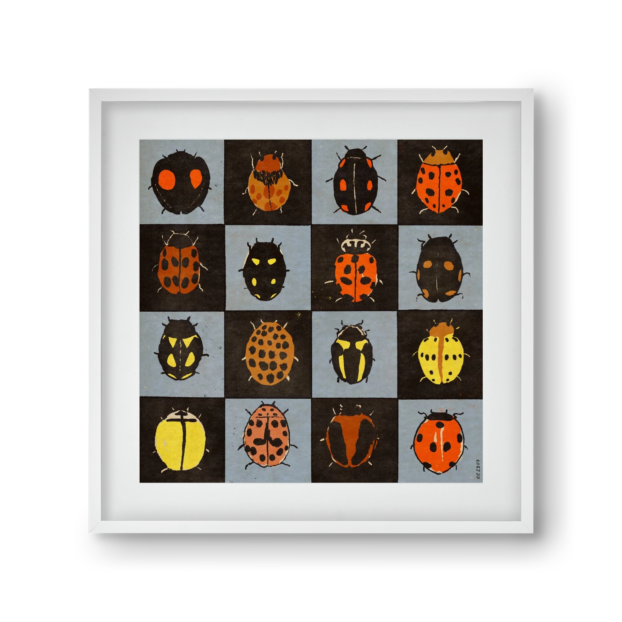 Ladybug bingo, 30x30 cm (20x20 cm), Fehér keret, paszpartuval