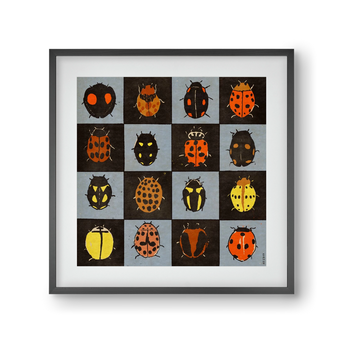 Ladybug bingo, 30x30 cm (20x20 cm), Fekete keret, paszpartuval