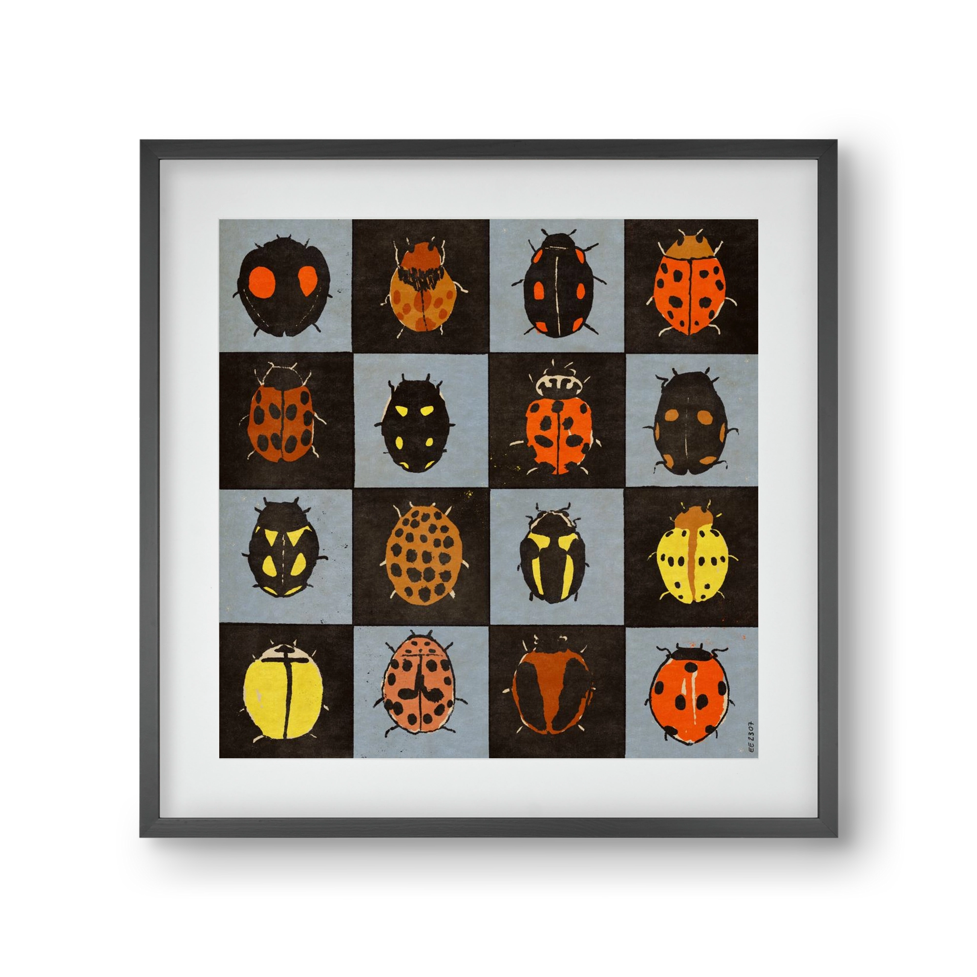 Ladybug bingo, 30x30 cm (20x20 cm), Fekete keret, paszpartuval