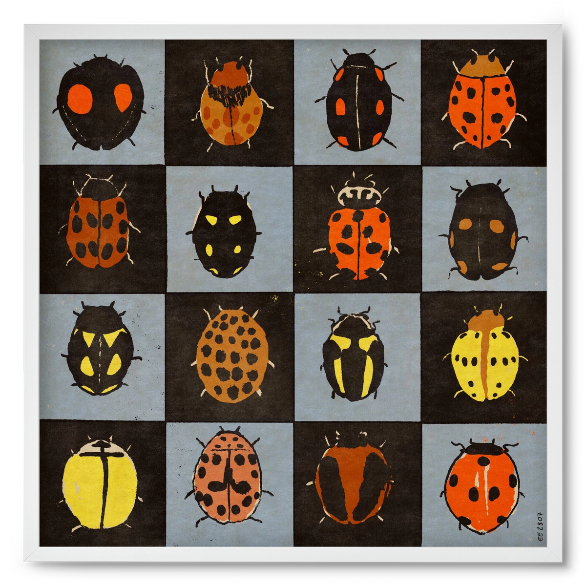 Ladybug bingo, 50x50 cm (50x50 cm), Fehér keret
