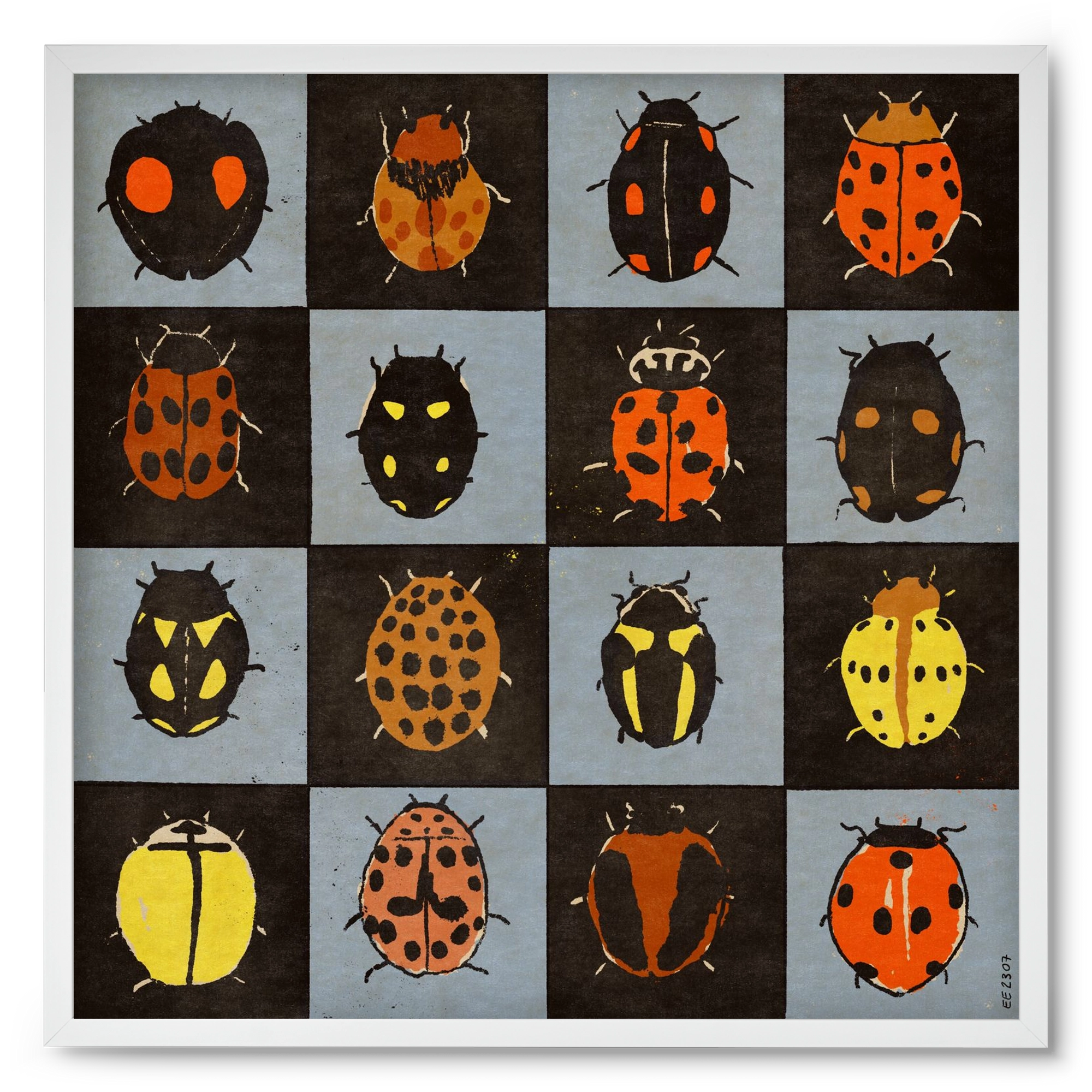 Ladybug bingo, 50x50 cm (50x50 cm), Fehér keret
