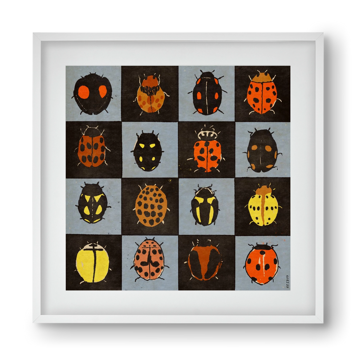Ladybug bingo, 40x40 cm (30x30 cm), Fehér keret, paszpartuval