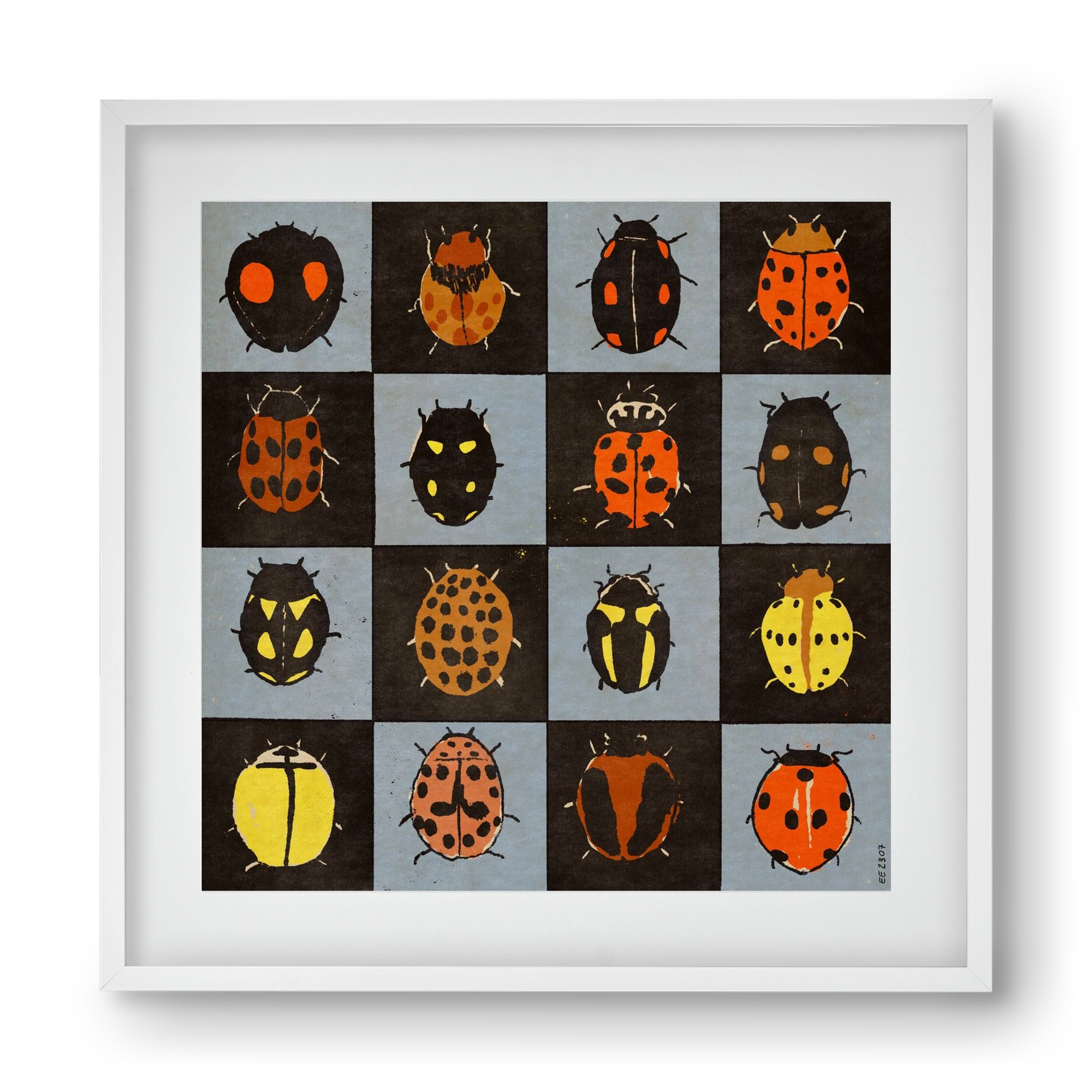 Ladybug bingo, 40x40 cm (30x30 cm), Fehér keret, paszpartuval