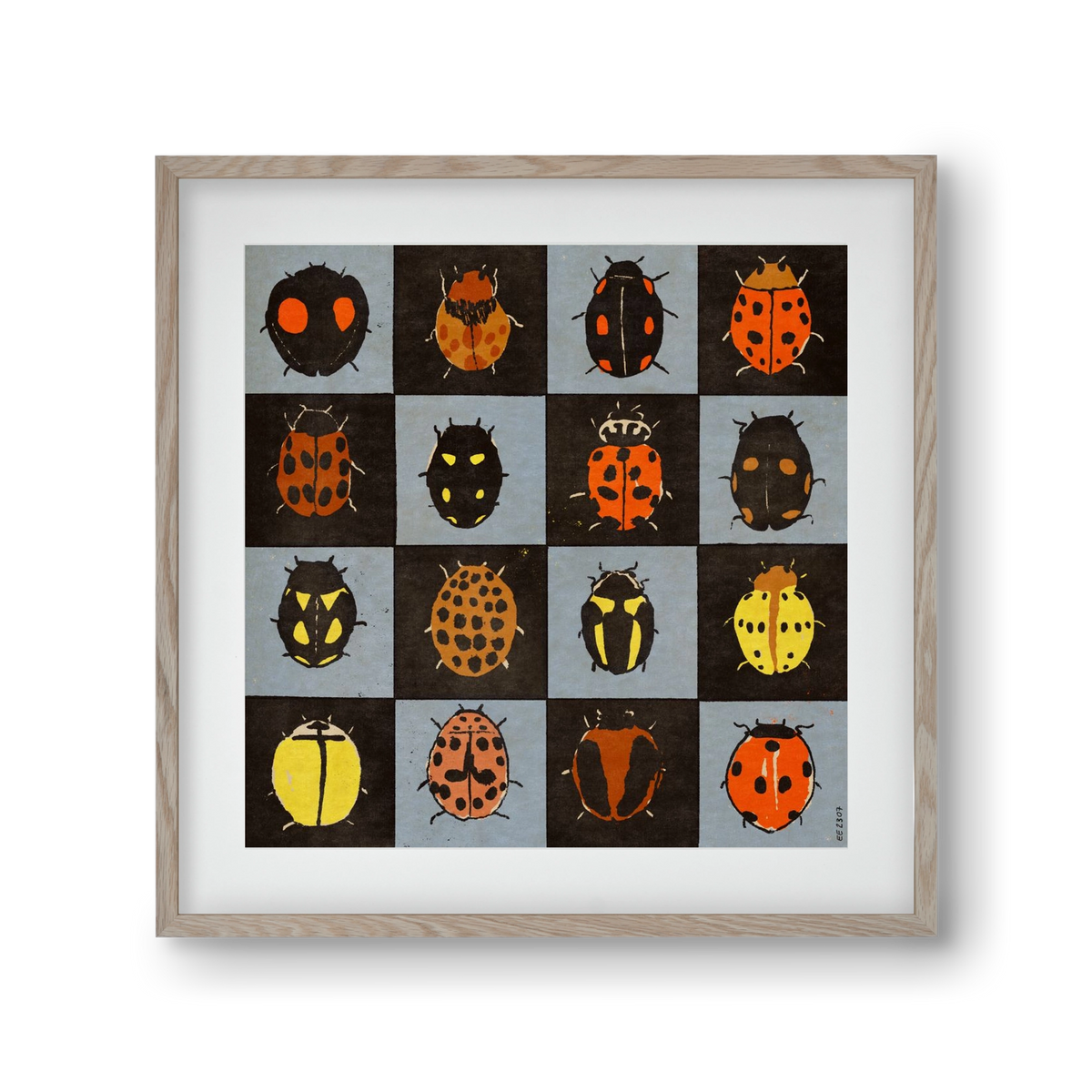 Ladybug bingo, 30x30 cm (20x20 cm), Tölgy keret, paszpartuval