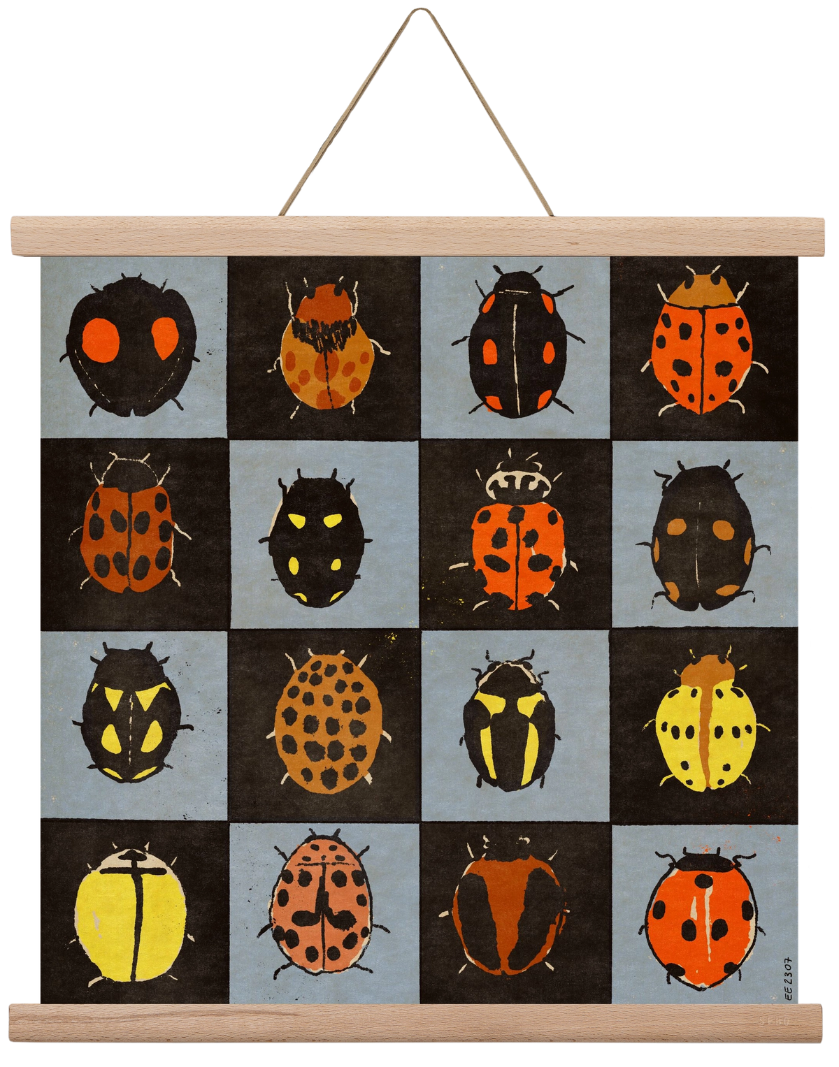 Ladybug bingo, 40x40 cm (40x40 cm), Tölgy akasztó
