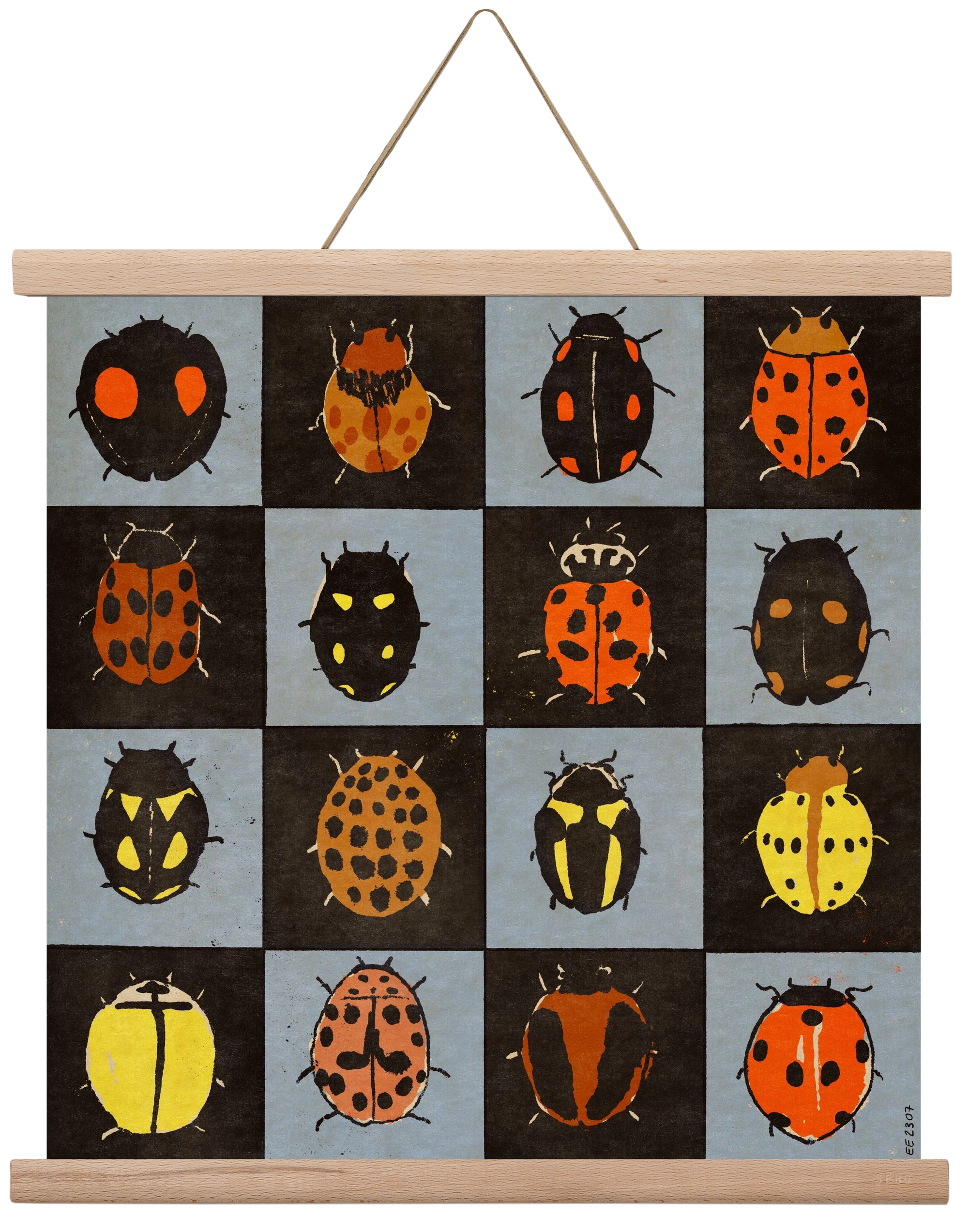 Ladybug bingo, 40x40 cm (40x40 cm), Tölgy akasztó