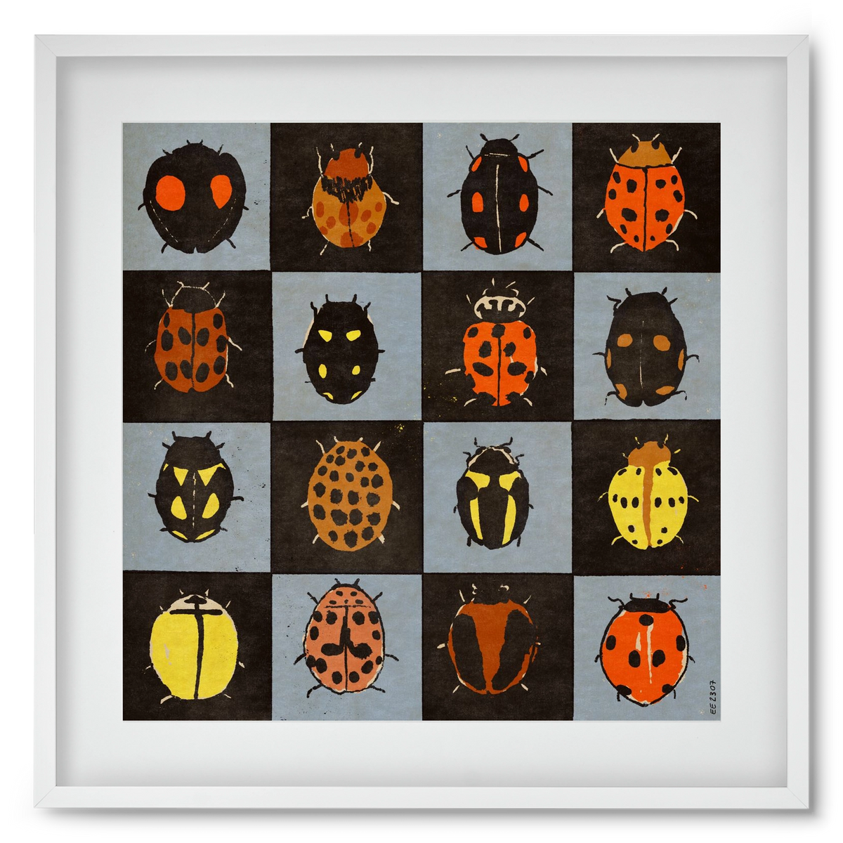 Ladybug bingo, 50x50 cm (40x40 cm), Fehér keret, paszpartuval