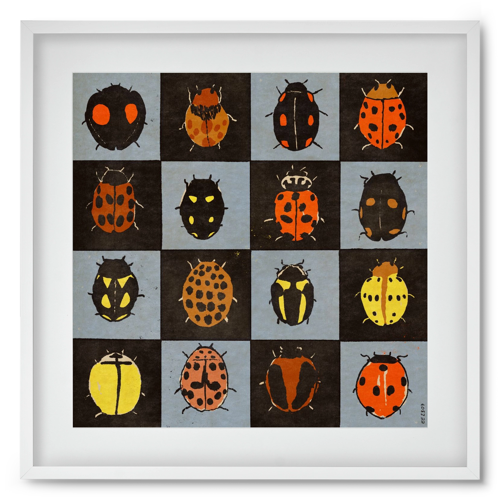 Ladybug bingo, 50x50 cm (40x40 cm), Fehér keret, paszpartuval