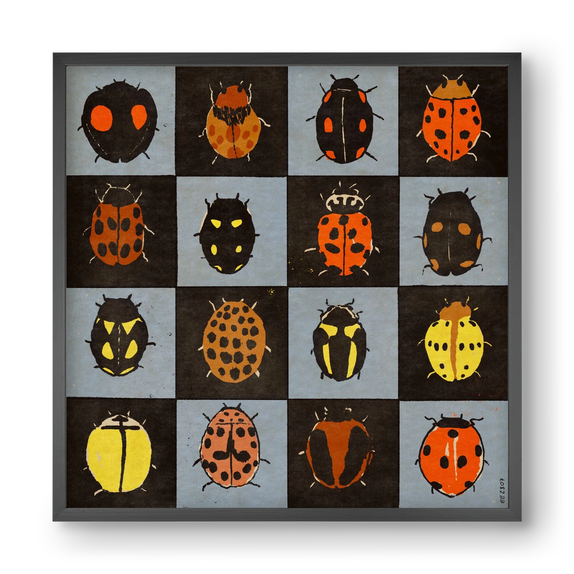 Ladybug bingo, 40x40 cm (40x40 cm), Fekete keret