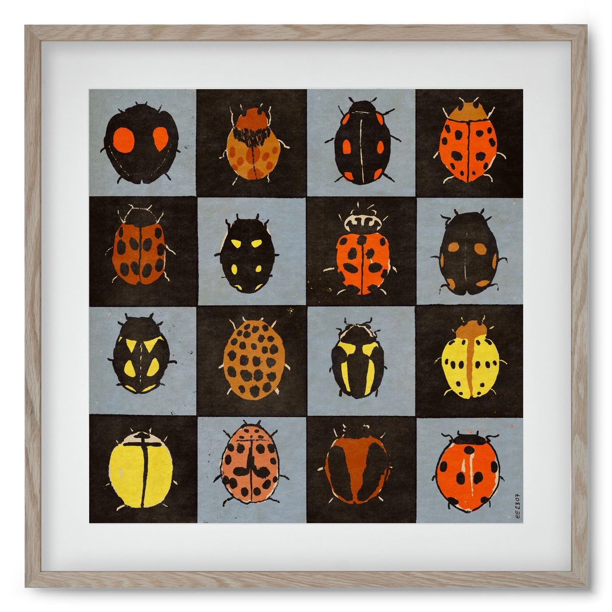 Ladybug bingo, 50x50 cm (40x40 cm), Tölgy keret, paszpartuval