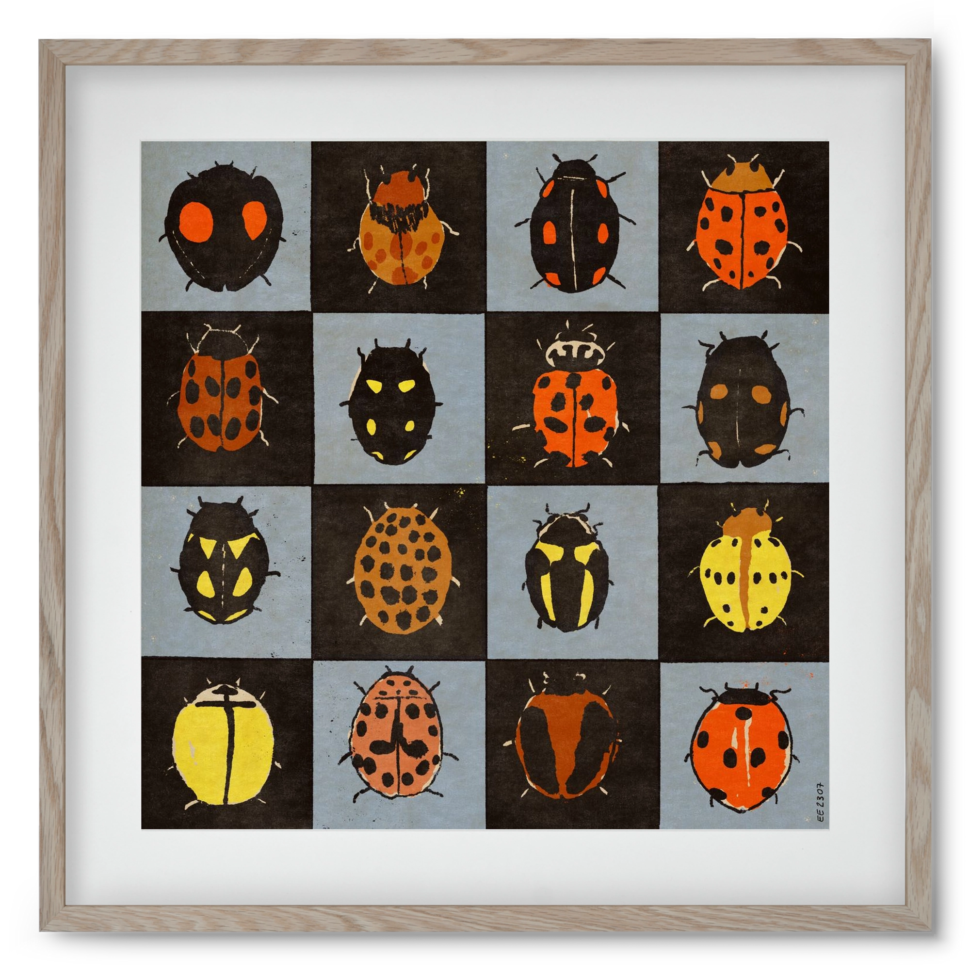 Ladybug bingo, 50x50 cm (40x40 cm), Tölgy keret, paszpartuval