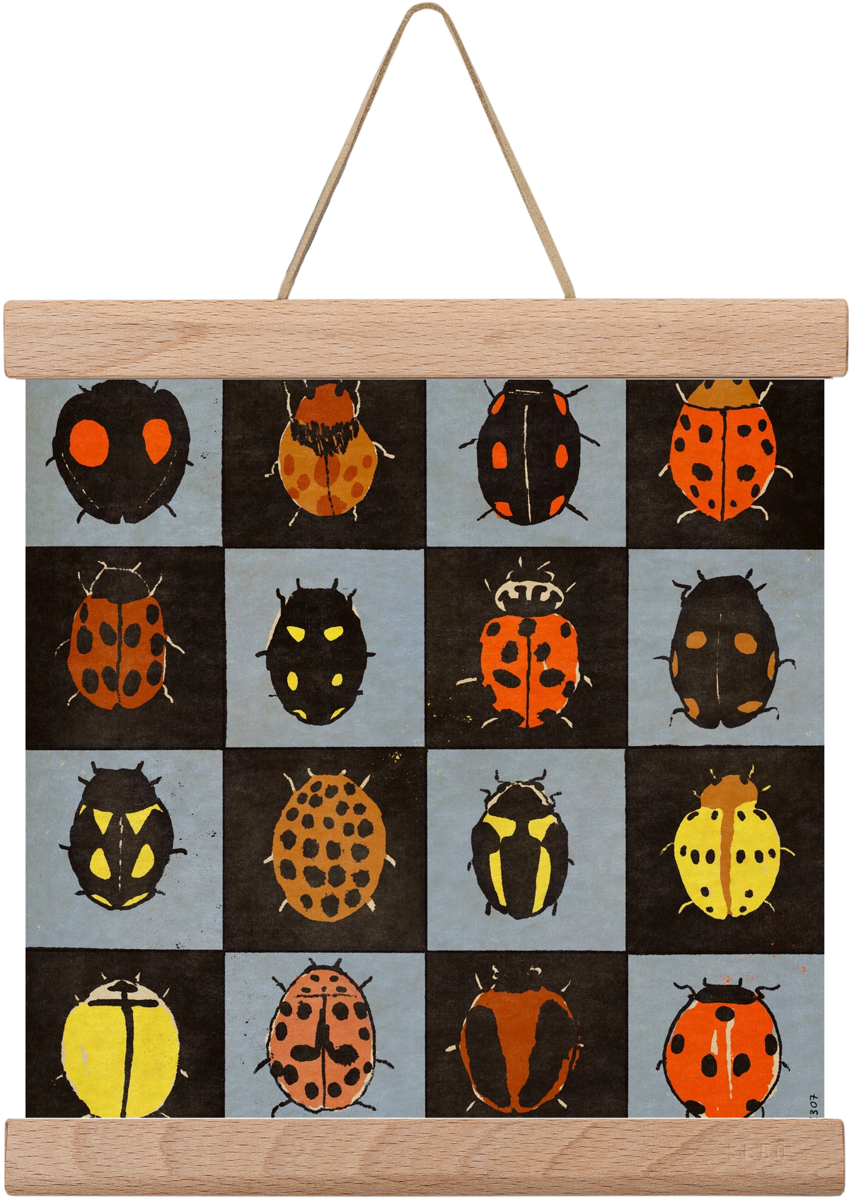 Ladybug bingo, 20x20 cm (20x20 cm), Tölgy akasztó