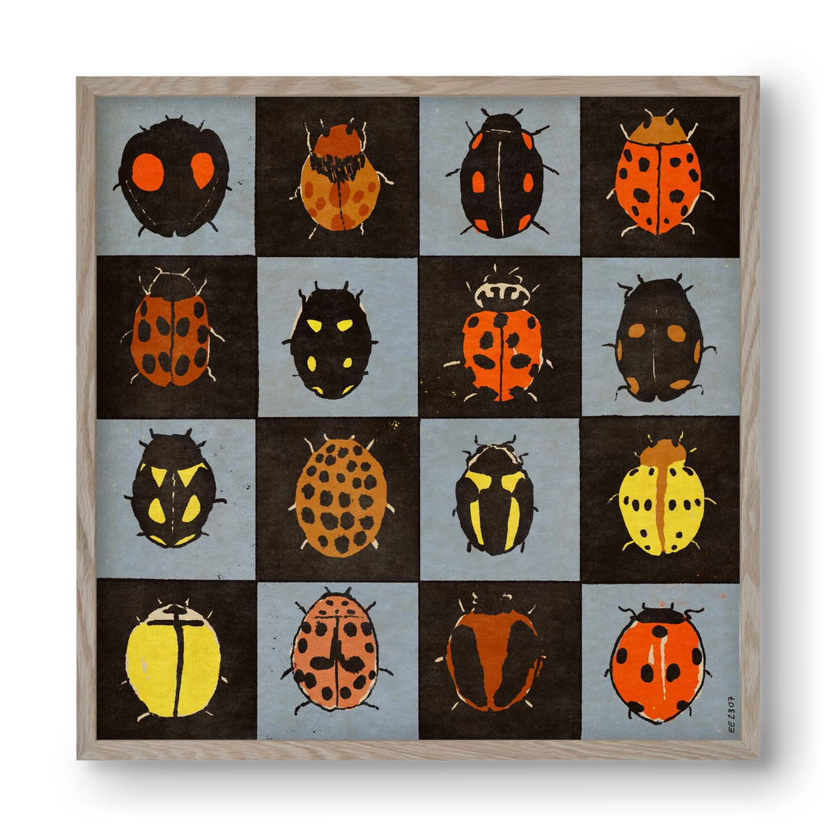 Ladybug bingo, 40x40 cm (40x40 cm), Tölgy keret