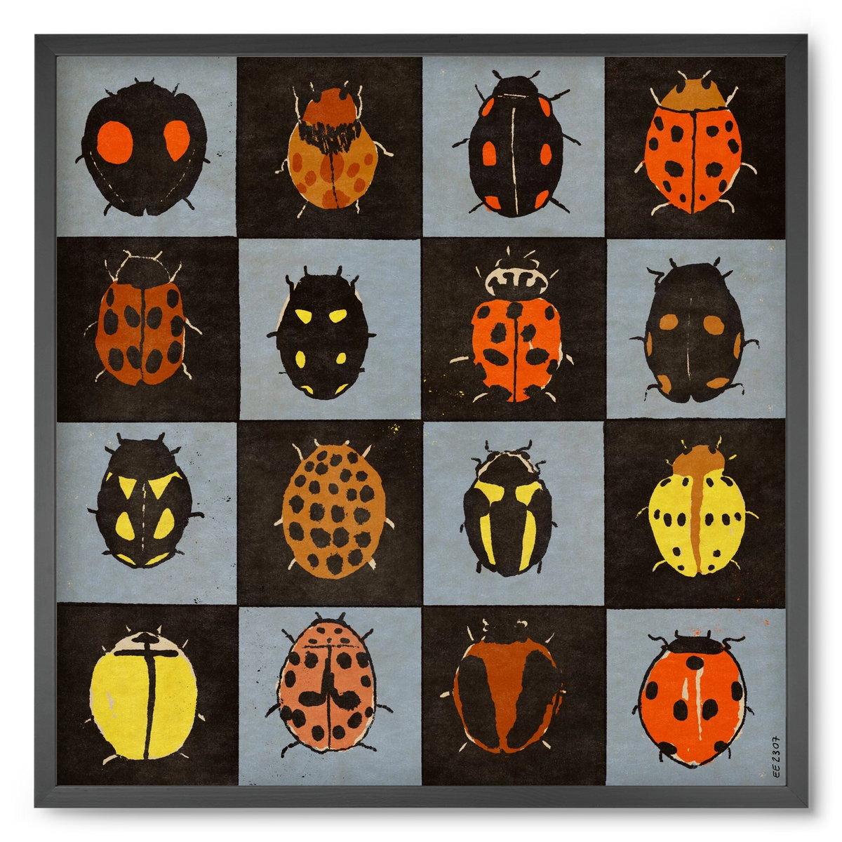 Ladybug bingo, 50x50 cm (50x50 cm), Fekete keret