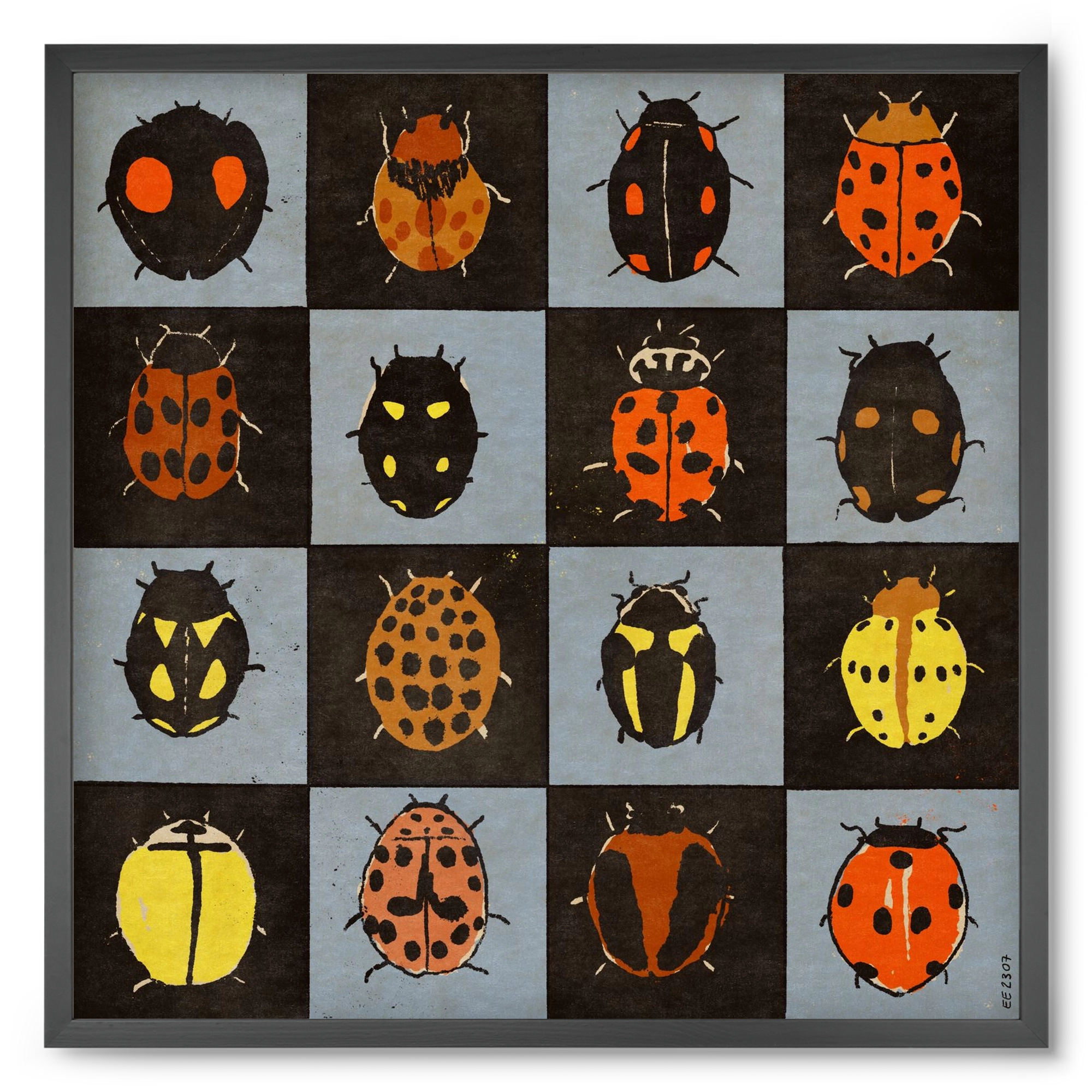 Ladybug bingo, 50x50 cm (50x50 cm), Fekete keret