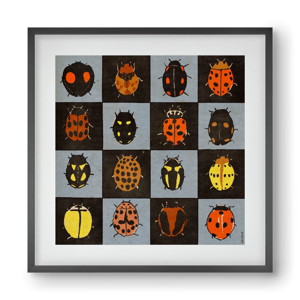 Ladybug bingo, 40x40 cm (30x30 cm), Fekete keret, paszpartuval