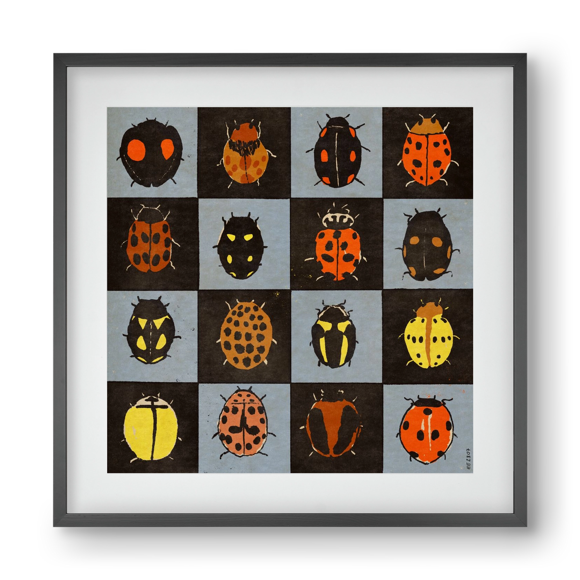 Ladybug bingo, 40x40 cm (30x30 cm), Fekete keret, paszpartuval