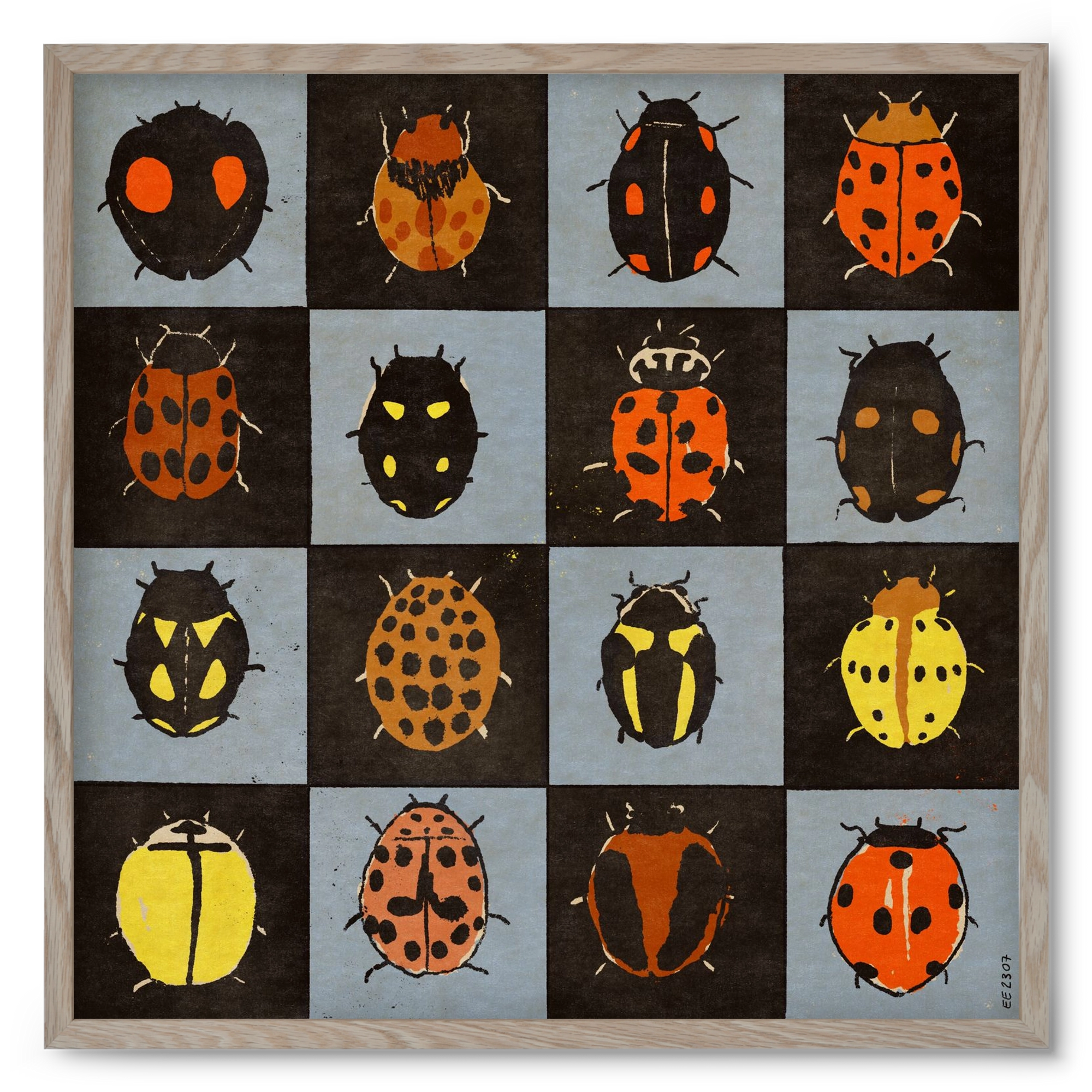 Ladybug bingo, 50x50 cm (50x50 cm), Tölgy keret