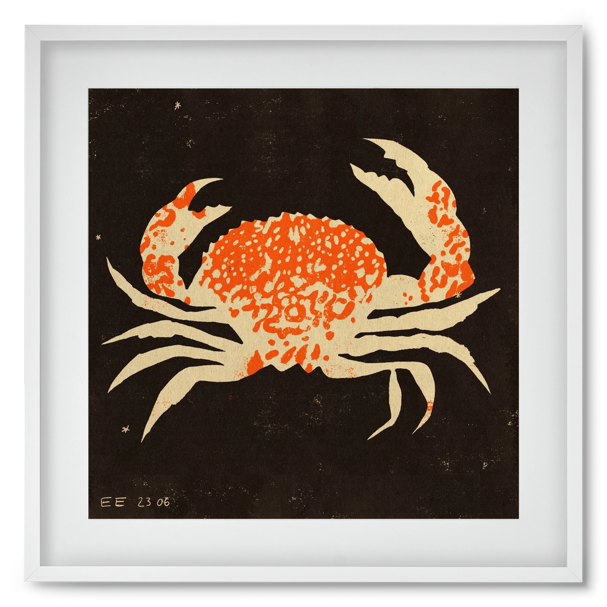 Spotted crab, 50x50 cm (40x40 cm), Fehér keret, paszpartuval
