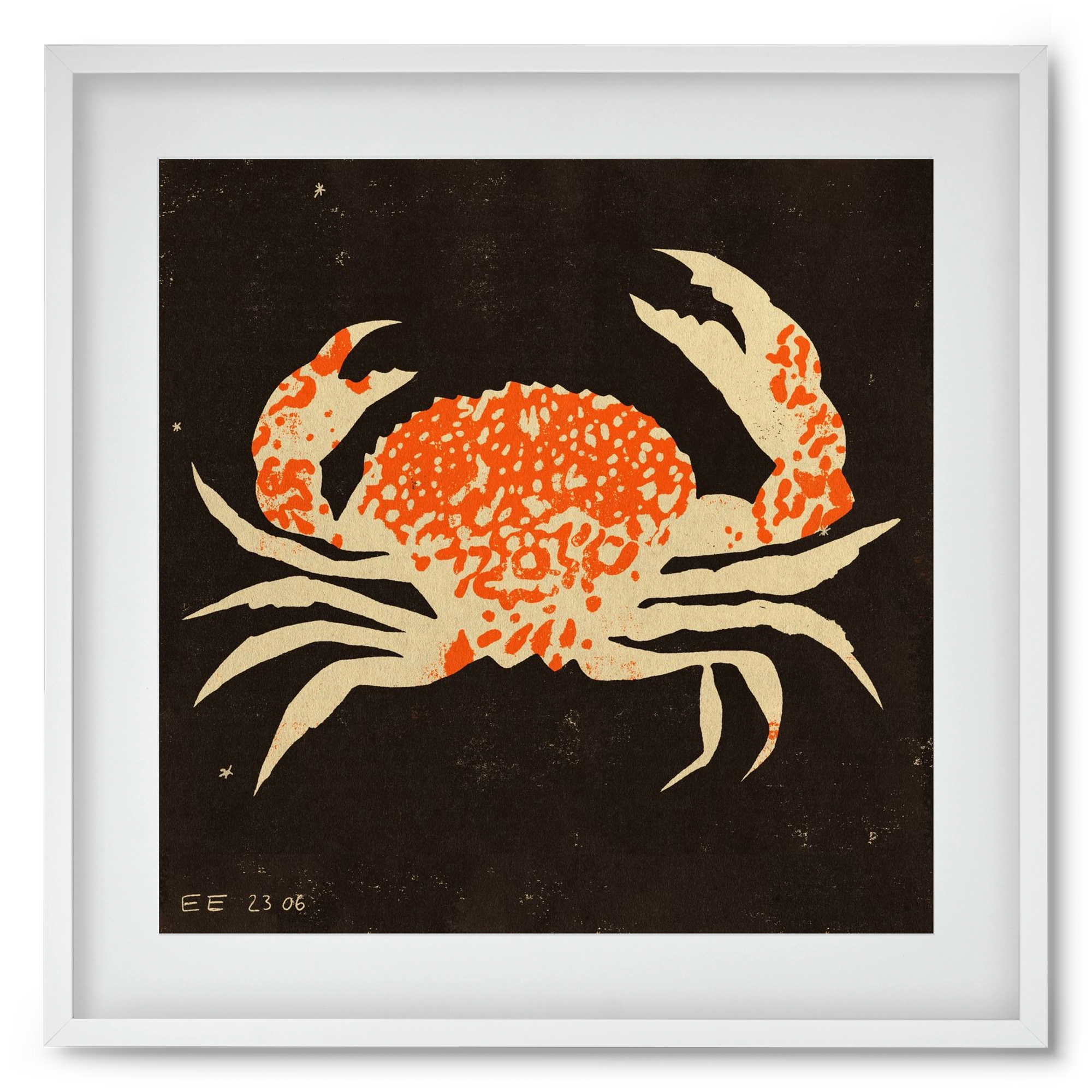 Spotted crab, 50x50 cm (40x40 cm), Fehér keret, paszpartuval