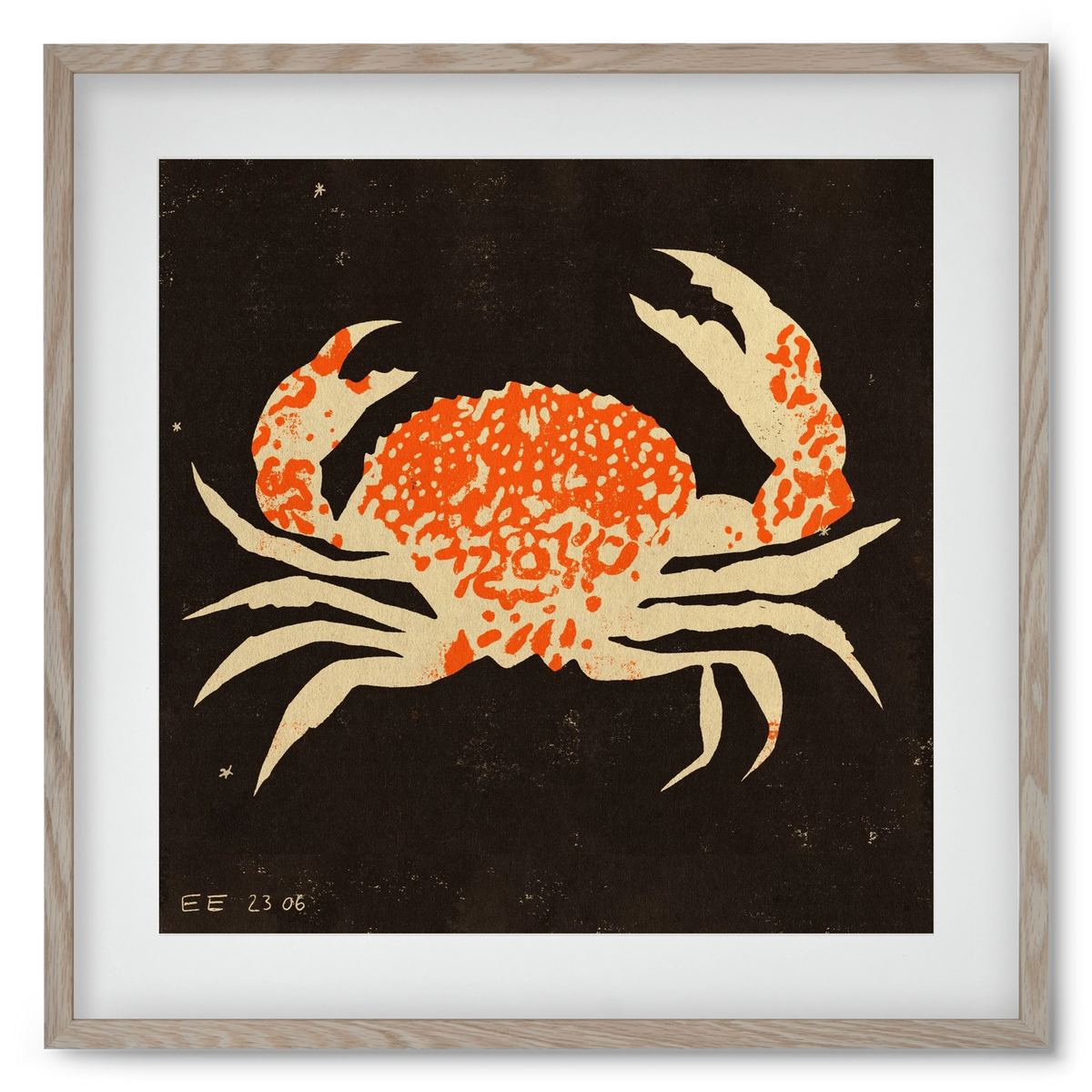 Spotted crab, 50x50 cm (40x40 cm), Tölgy keret, paszpartuval