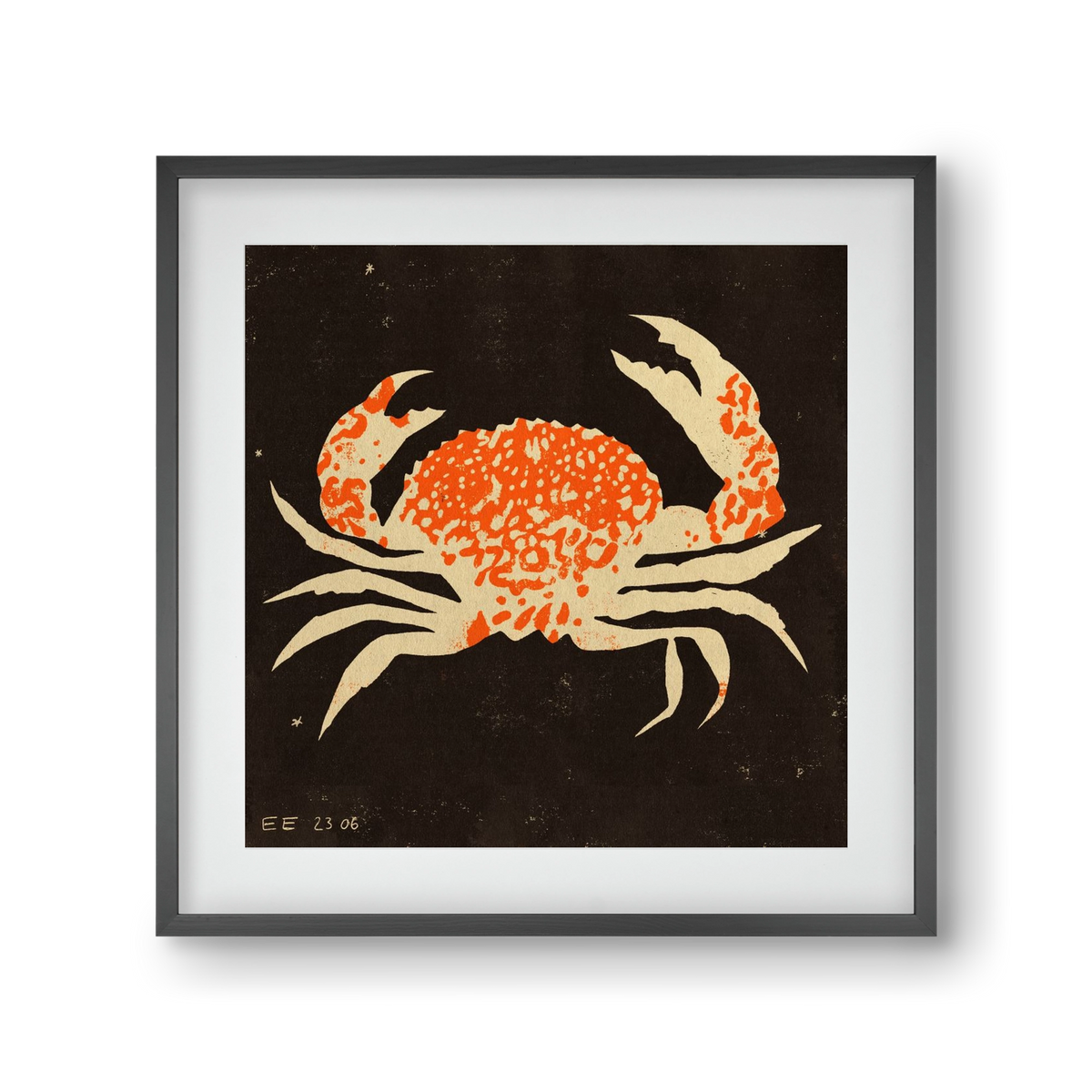 Spotted crab, 30x30 cm (20x20 cm), Fekete keret, paszpartuval