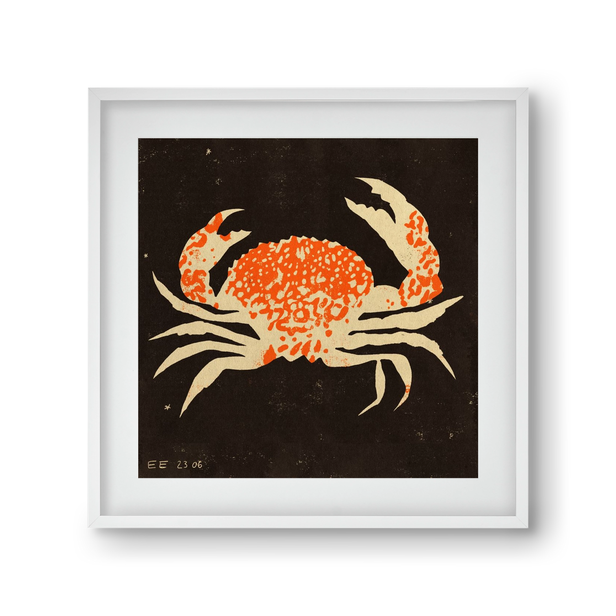 Spotted crab, 30x30 cm (20x20 cm), Fehér keret, paszpartuval