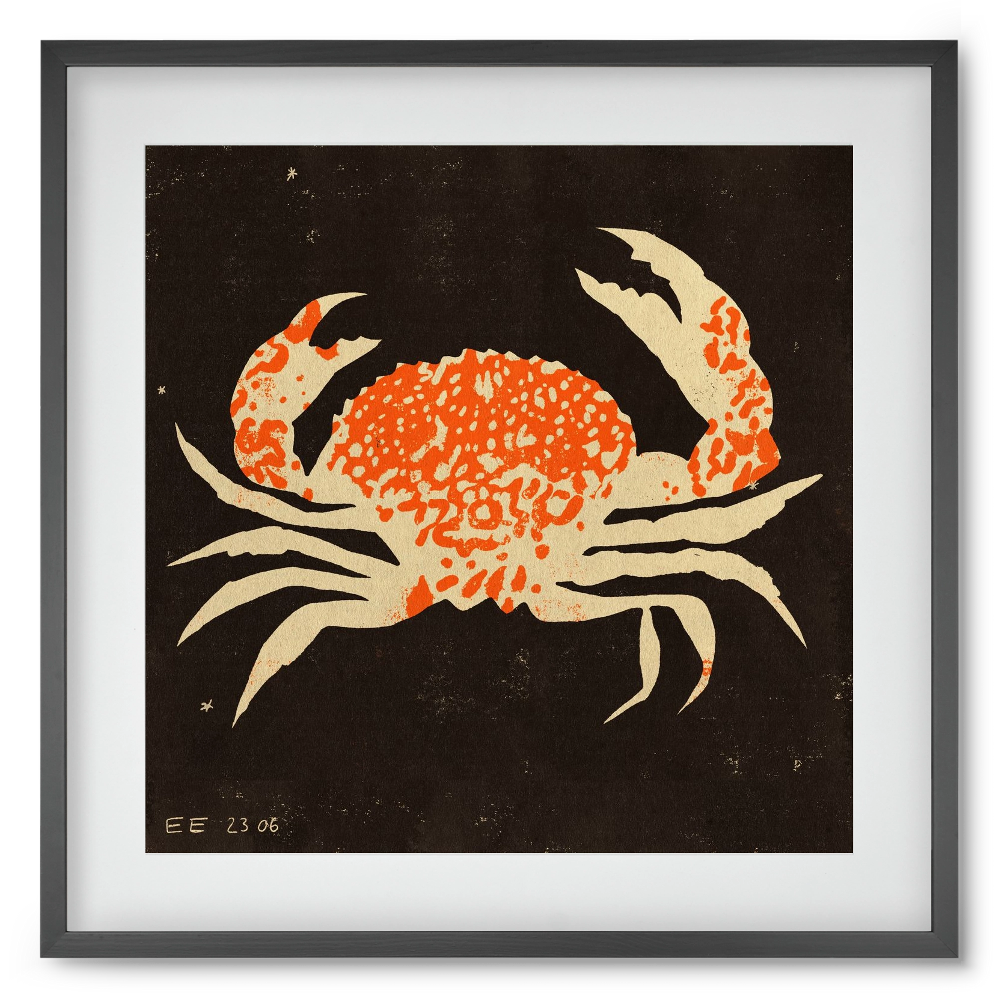 Spotted crab, 50x50 cm (40x40 cm), Fekete keret, paszpartuval