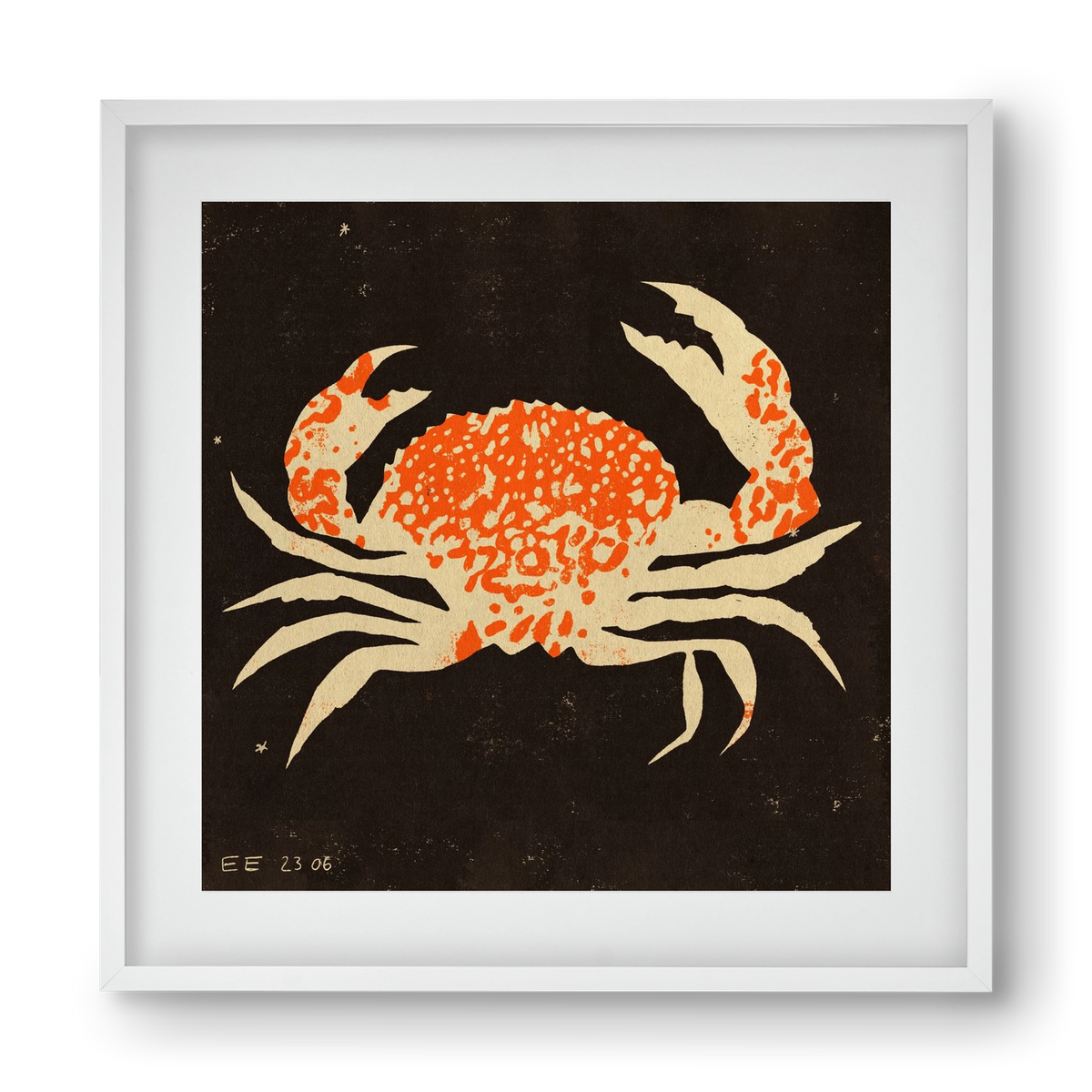 Spotted crab, 40x40 cm (30x30 cm), Fehér keret, paszpartuval
