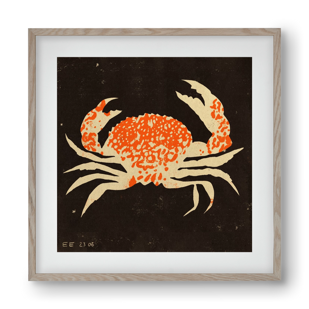 Spotted crab, 40x40 cm (30x30 cm), Tölgy keret, paszpartuval