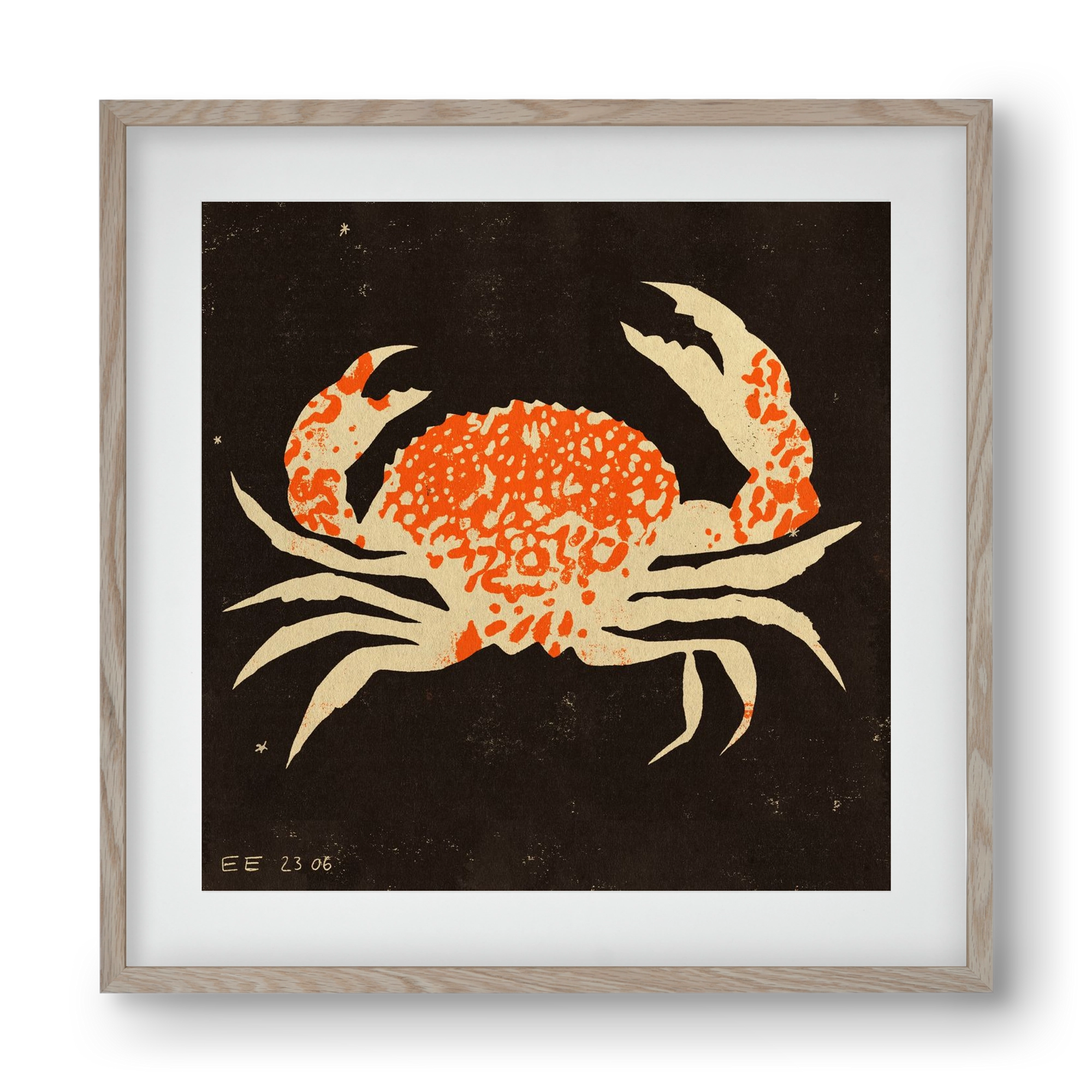 Spotted crab, 40x40 cm (30x30 cm), Tölgy keret, paszpartuval