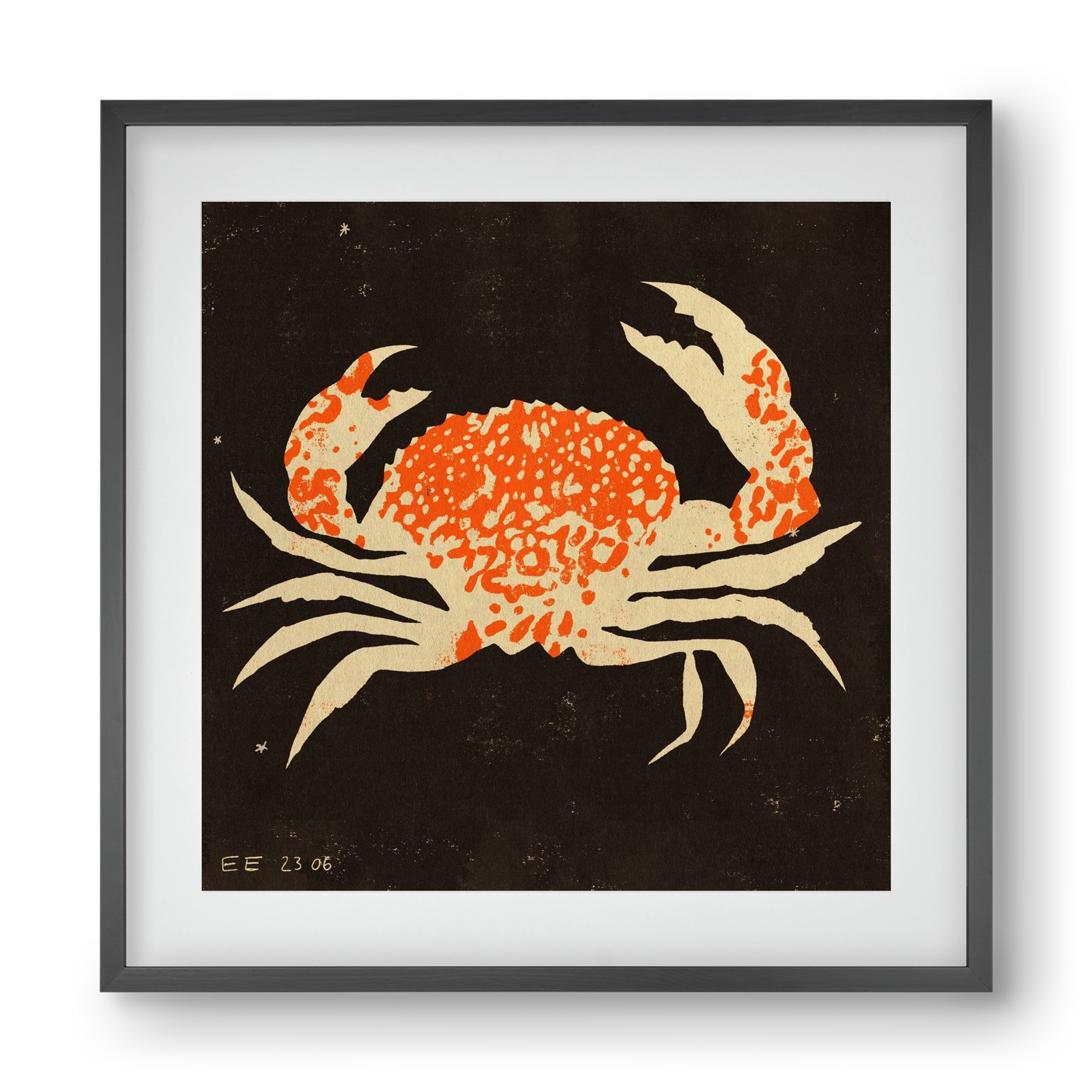 Spotted crab, 40x40 cm (30x30 cm), Fekete keret, paszpartuval