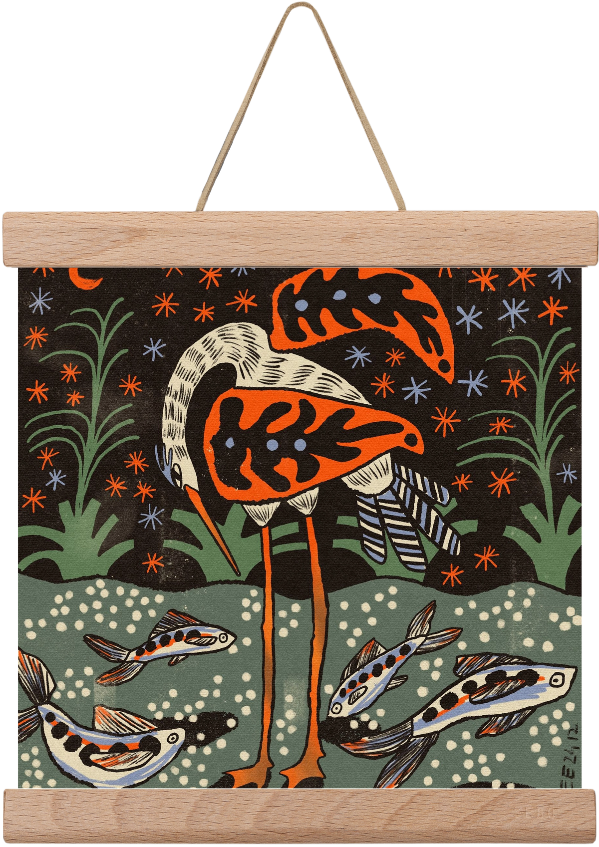 Magic waterbird, 20x20 cm (20x20 cm), Tölgy akasztó