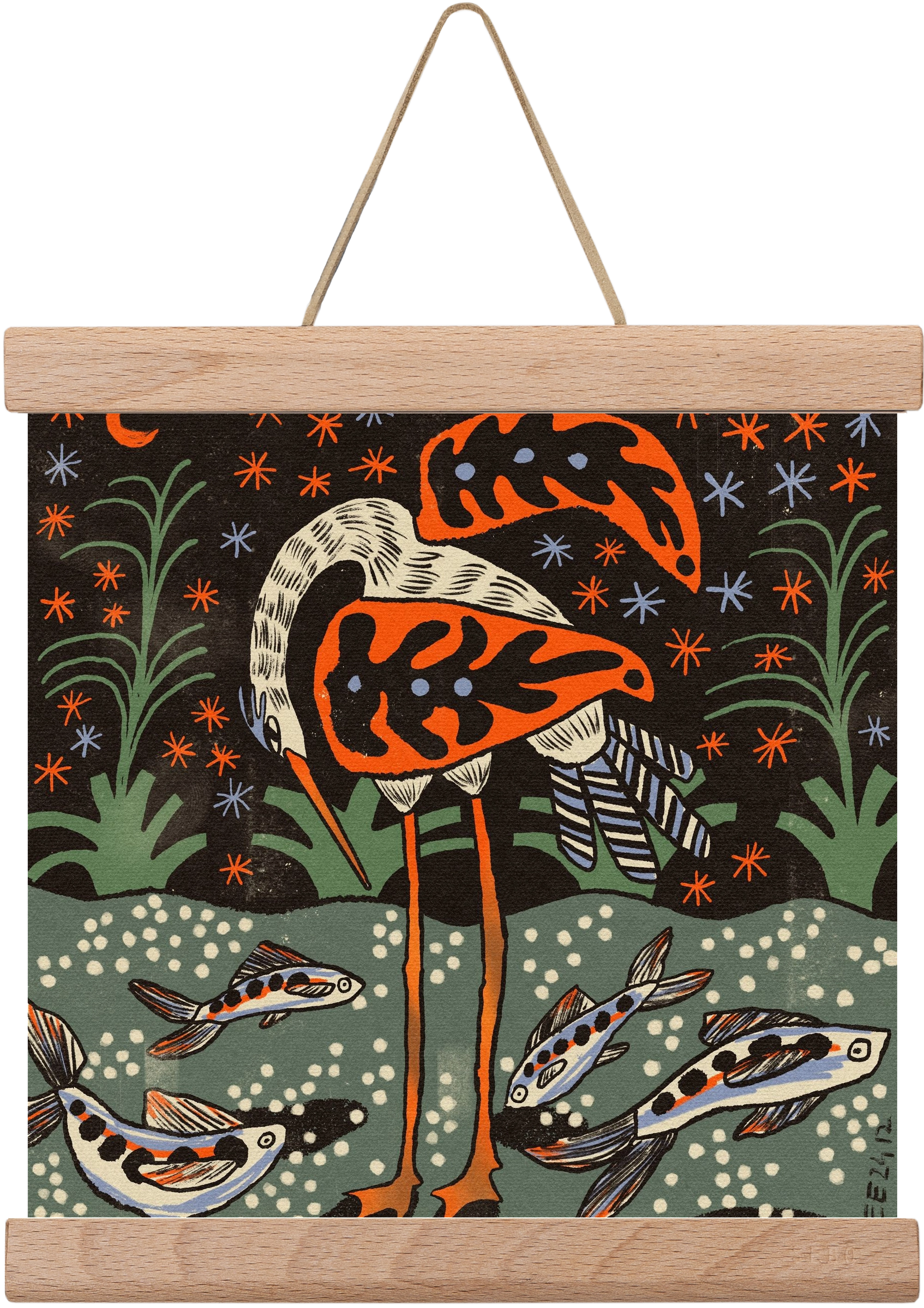 Magic waterbird, 20x20 cm (20x20 cm), Tölgy akasztó