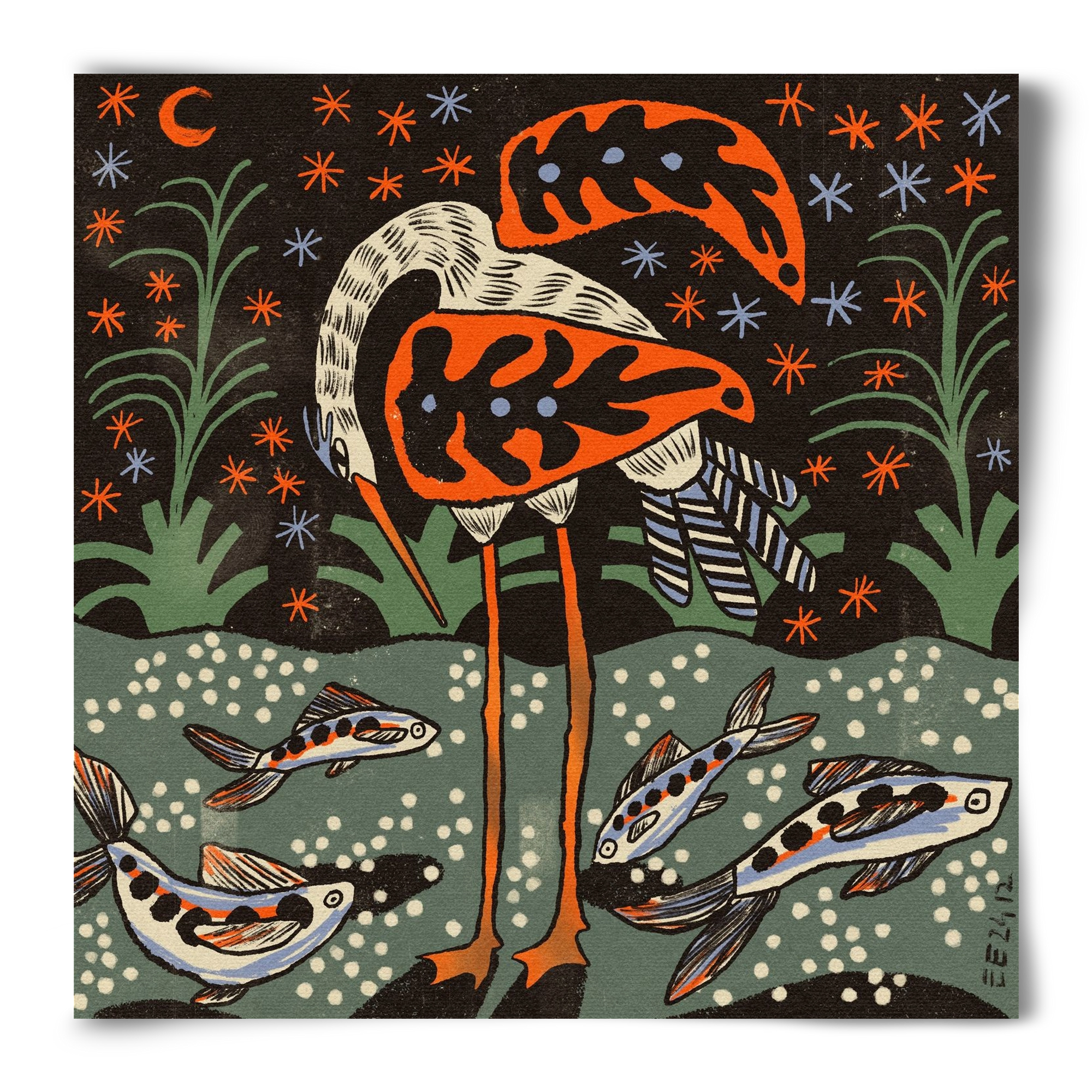 Magic waterbird, 50x50 cm, Keret nélkül