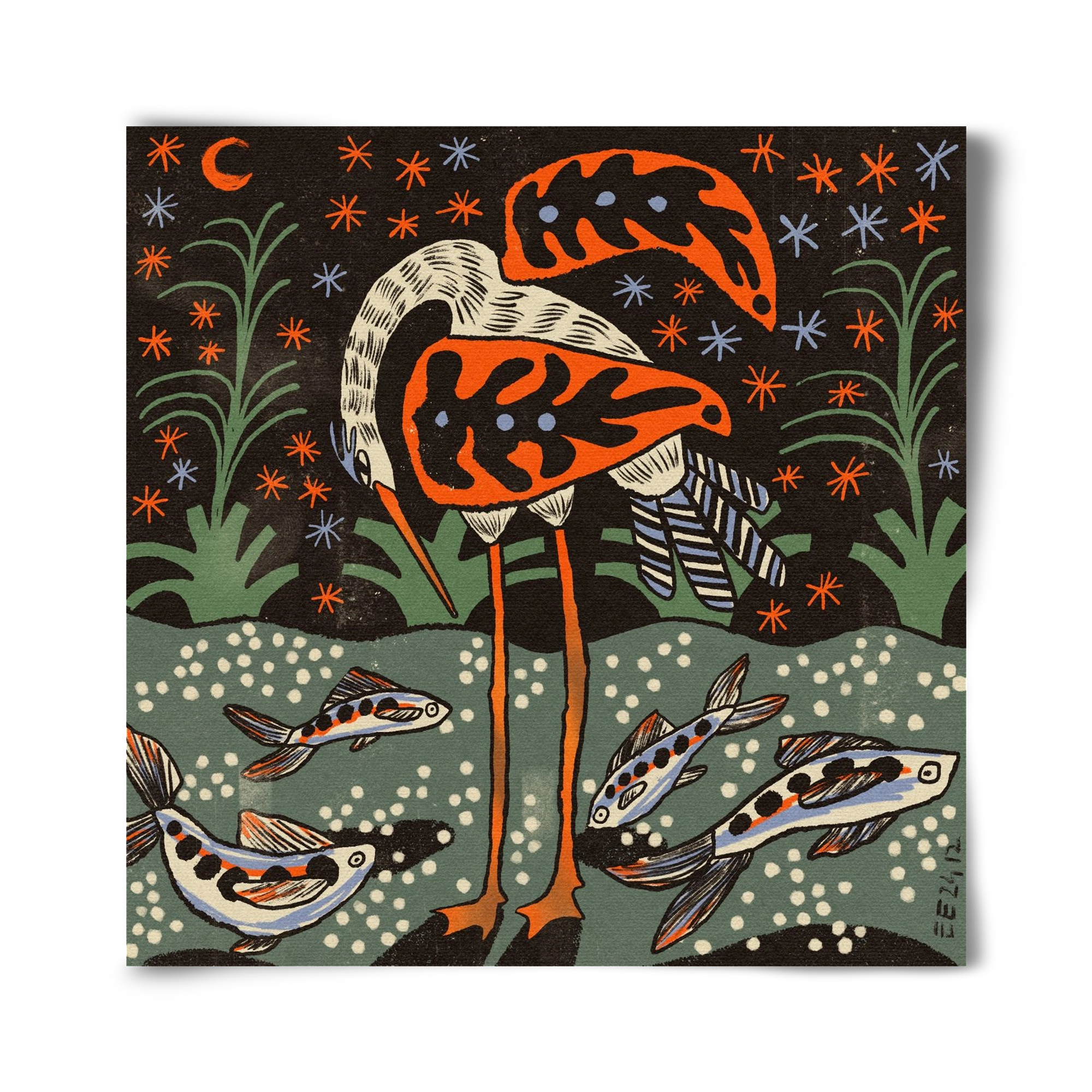 Magic waterbird, 40x40 cm, Keret nélkül